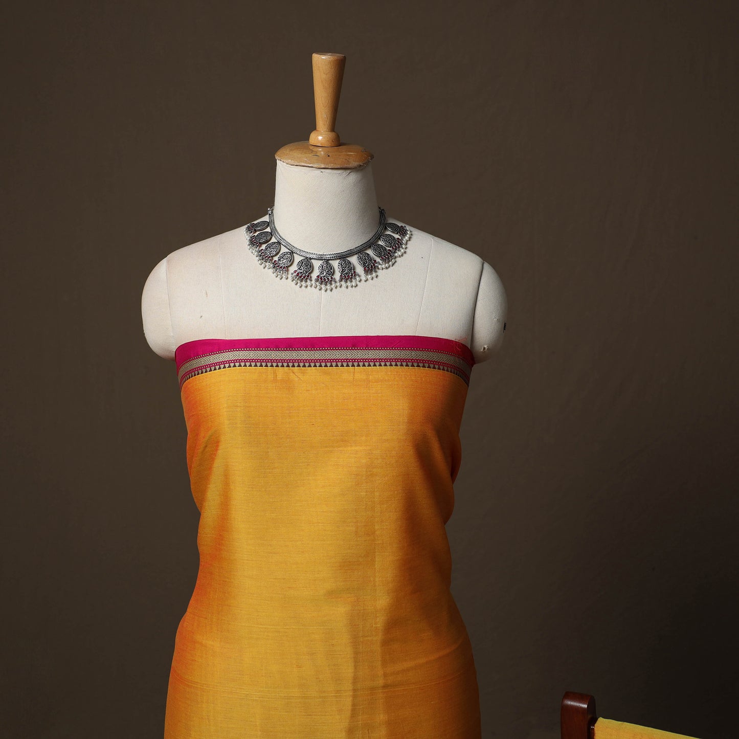 Dharwad Cotton 3pc Unstitched Dress Material Suit Set with Woven Border 44