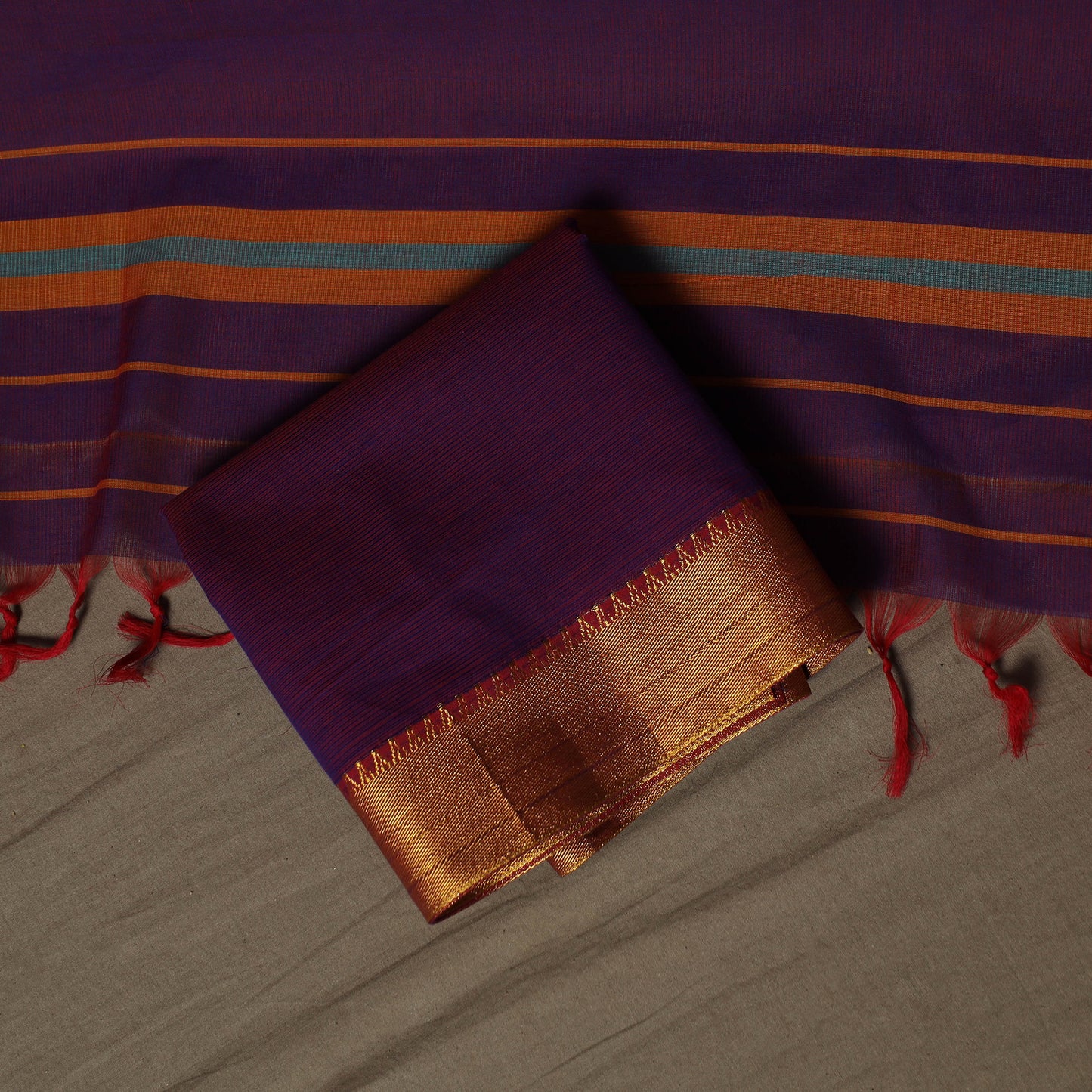 Dharwad Cotton 3pc Unstitched Dress Material Suit Set with Woven Border 41