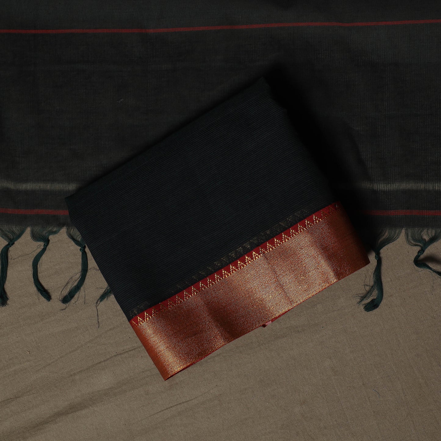 Dharwad Cotton 3pc Unstitched Dress Material Suit Set with Woven Border 34