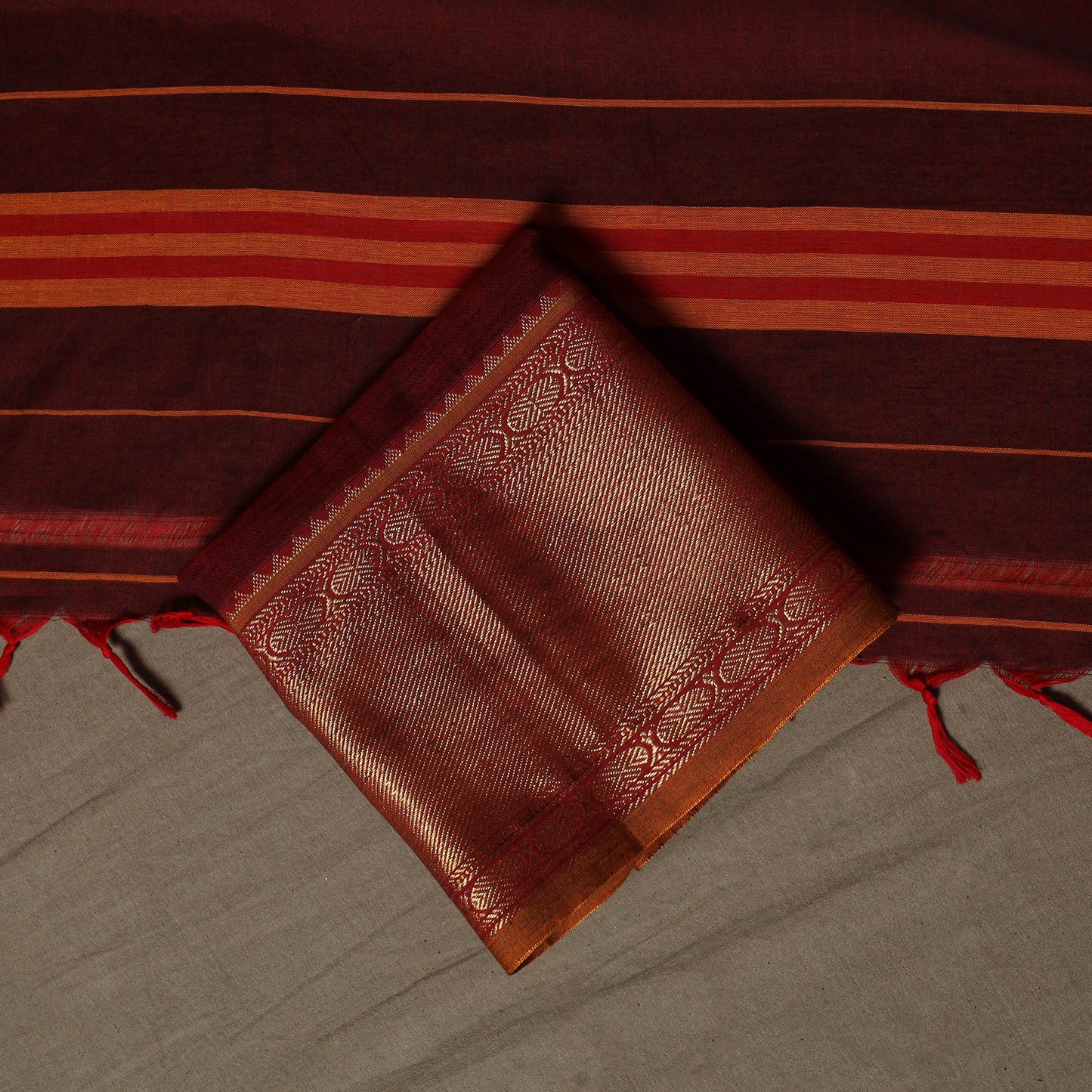 Dharwad Cotton 3pc Unstitched Dress Material Suit Set with Woven Border 32