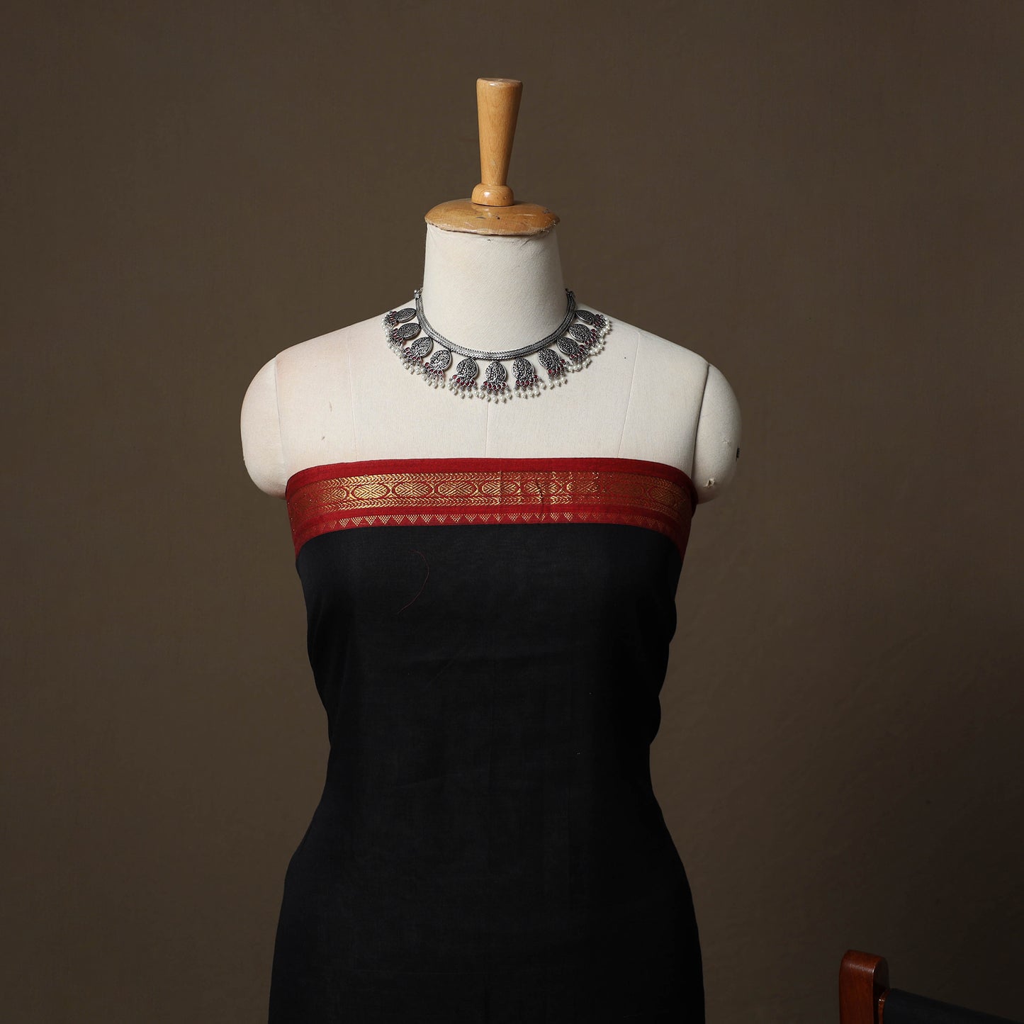 Dharwad Cotton 3pc Unstitched Dress Material Suit Set with Woven Border 29