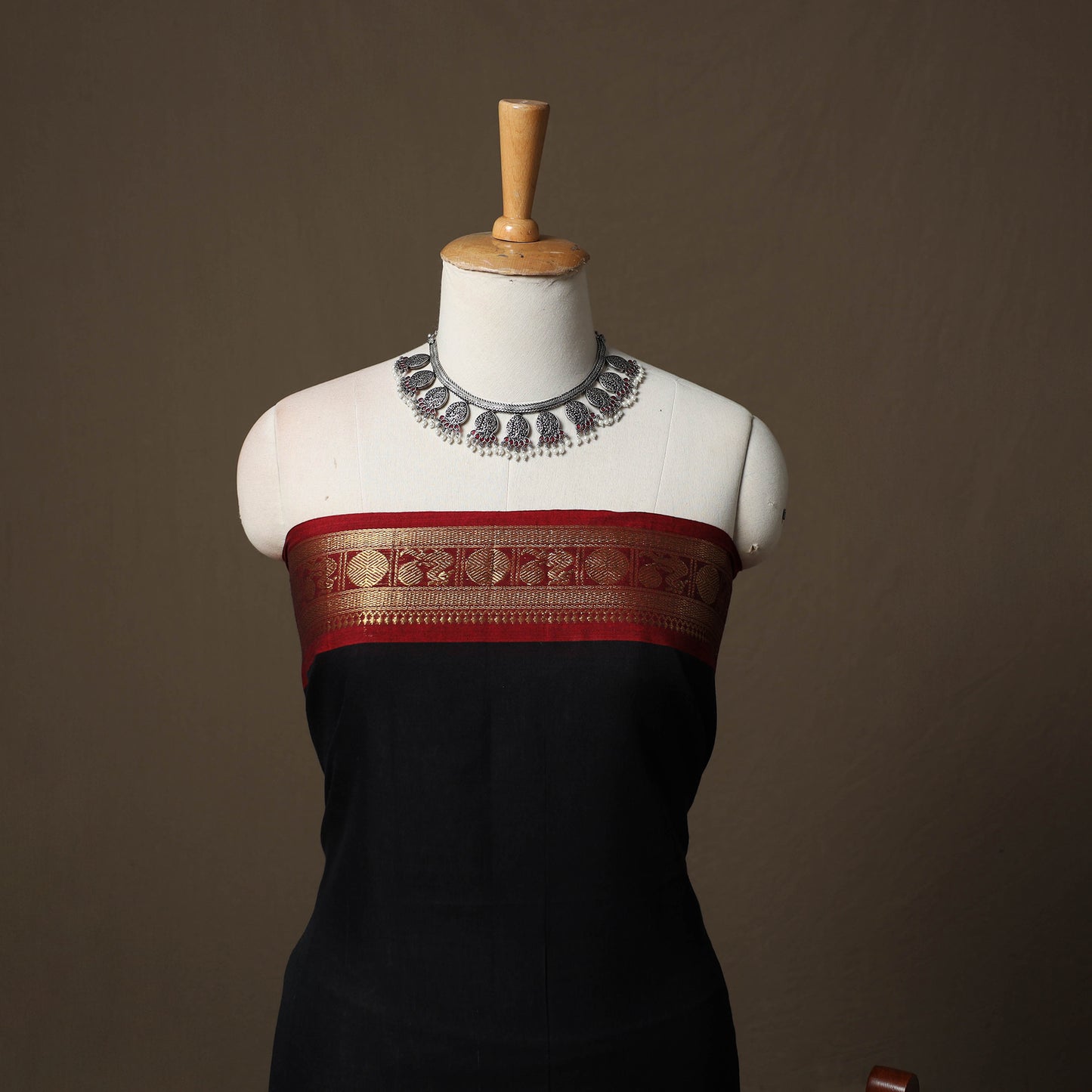 Dharwad Cotton 3pc Unstitched Dress Material Suit Set with Woven Border 23