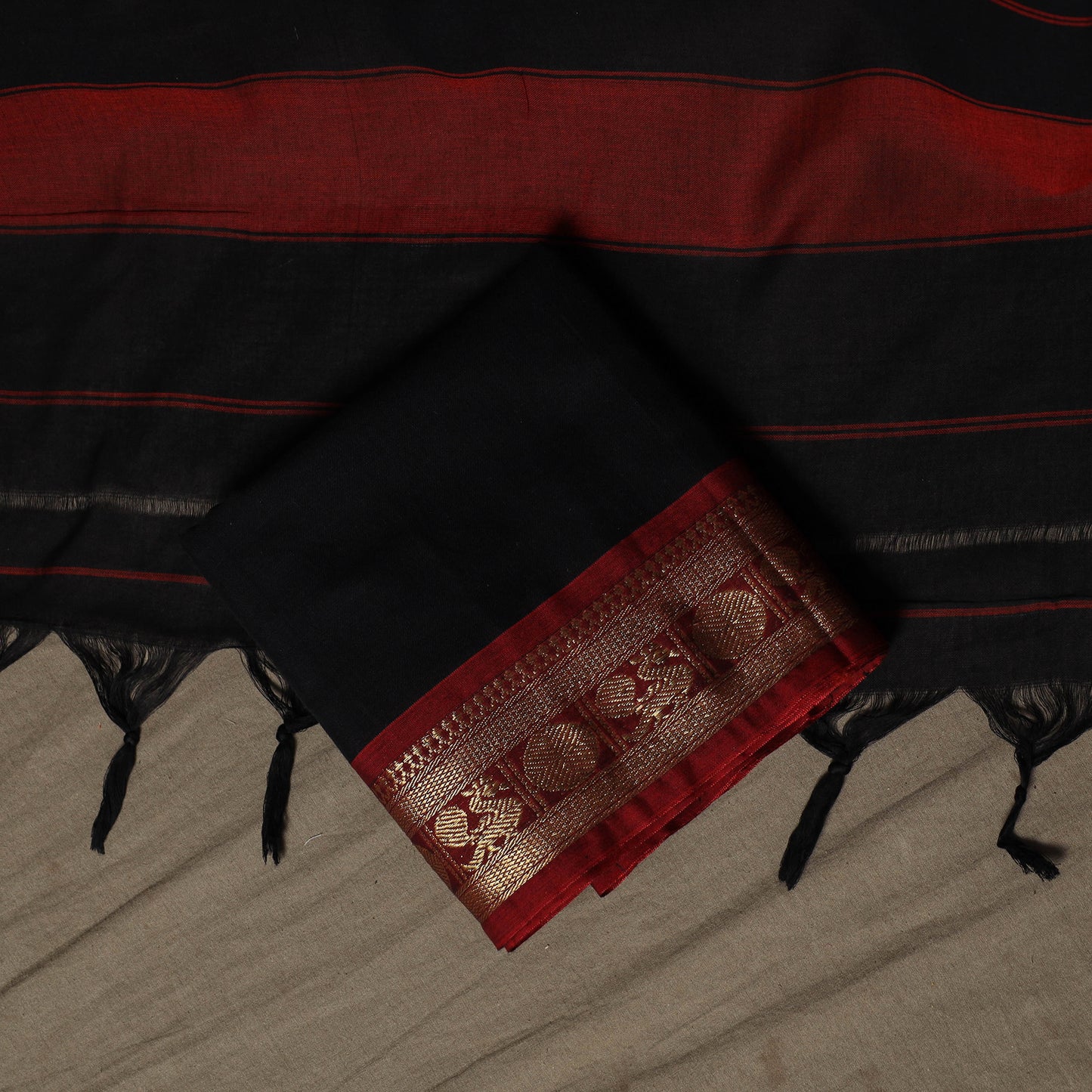 Dharwad Cotton 3pc Unstitched Dress Material Suit Set with Woven Border 23