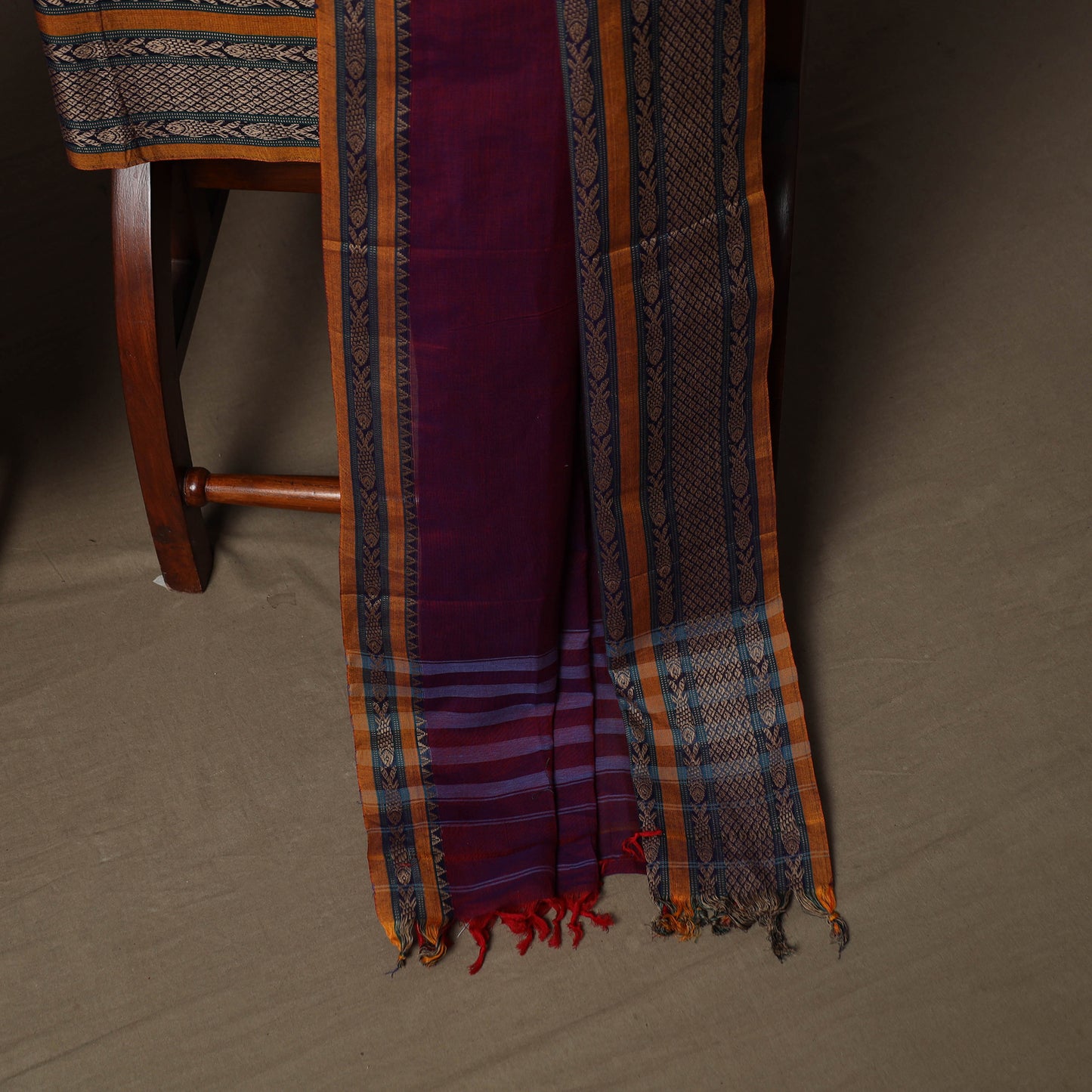 Dharwad Cotton 3pc Unstitched Dress Material Suit Set with Woven Border 22