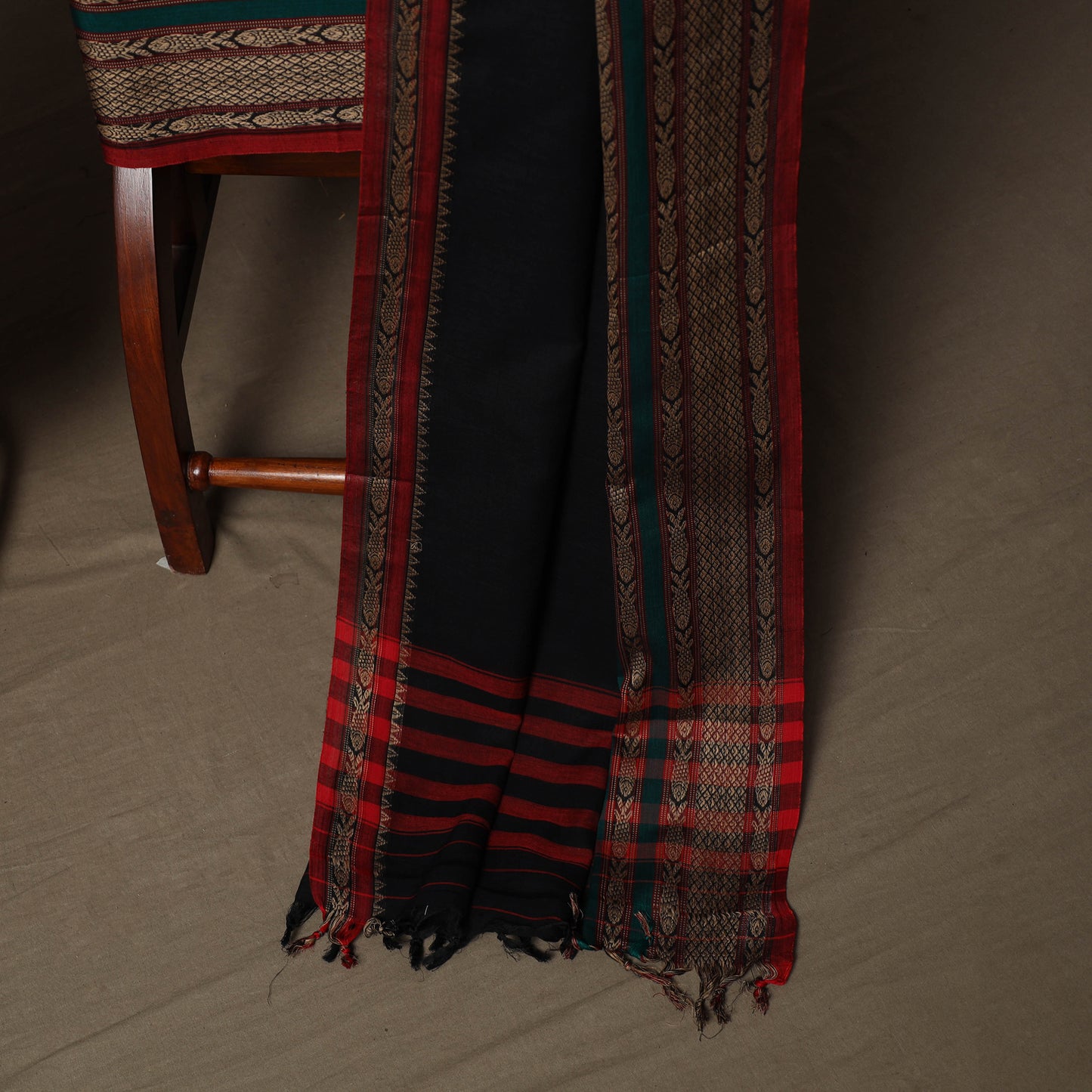 Dharwad Cotton 3pc Unstitched Dress Material Suit Set with Woven Border 21