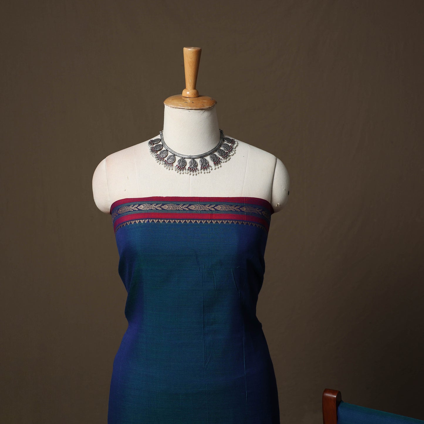 Dharwad Cotton 3pc Unstitched Dress Material Suit Set with Woven Border 20