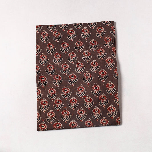 Brown - Ajrakh Block Printed Cotton Precut Fabric (1.1 meter) 07