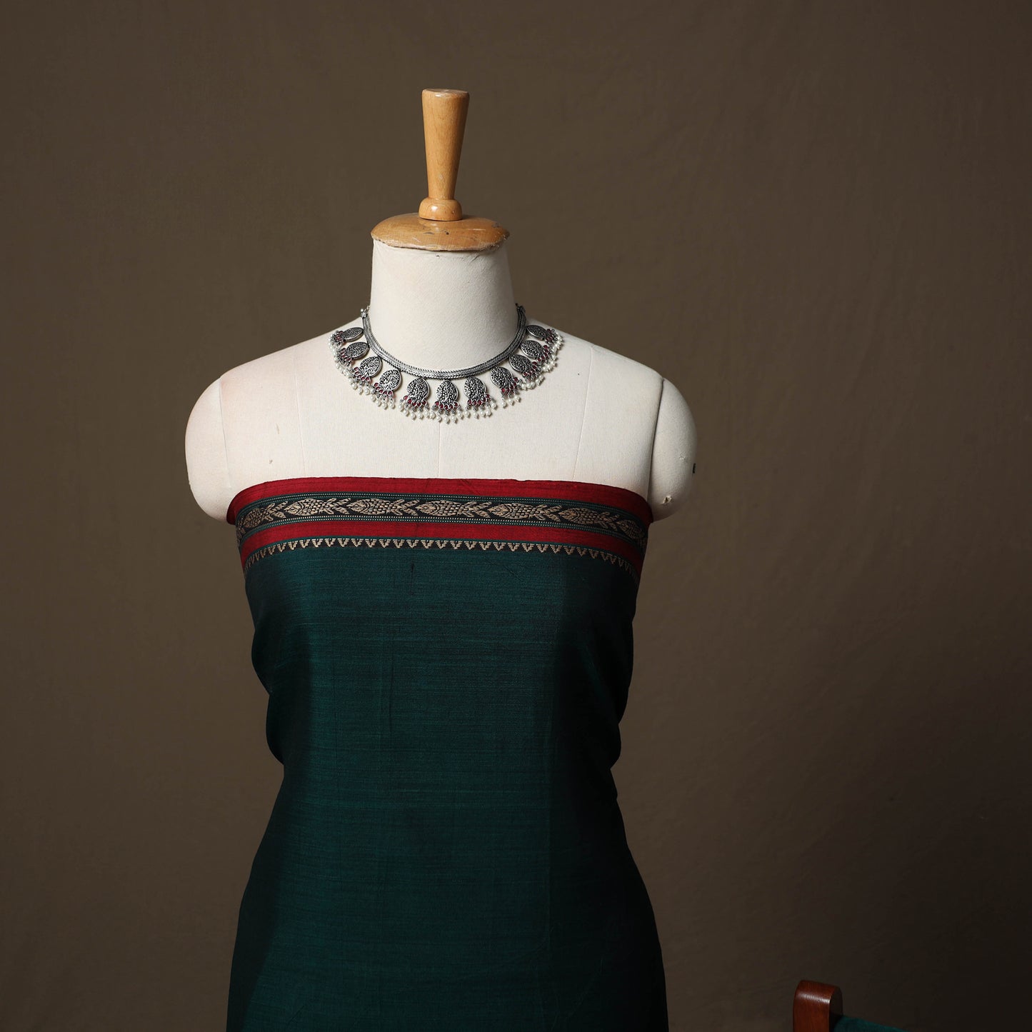 Dharwad Cotton 3pc Unstitched Dress Material Suit Set with Woven Border 18