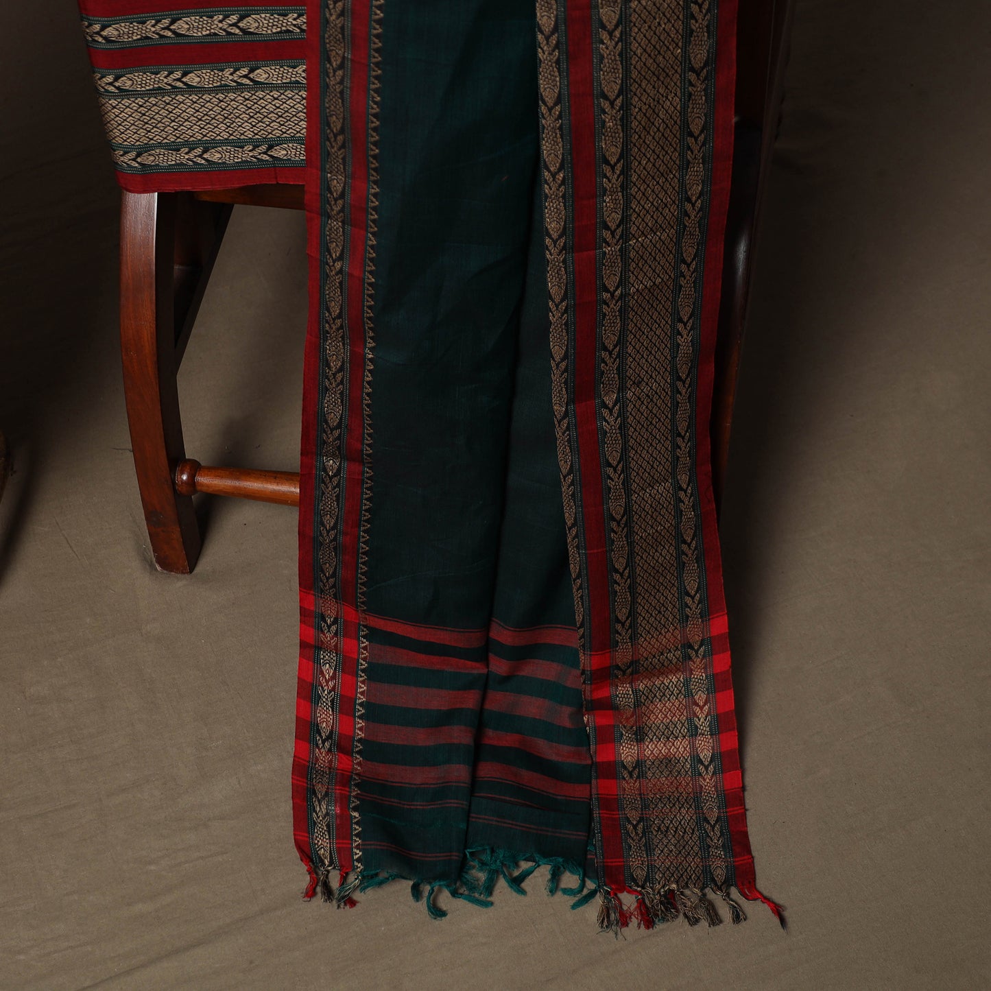 Dharwad Cotton 3pc Unstitched Dress Material Suit Set with Woven Border 18
