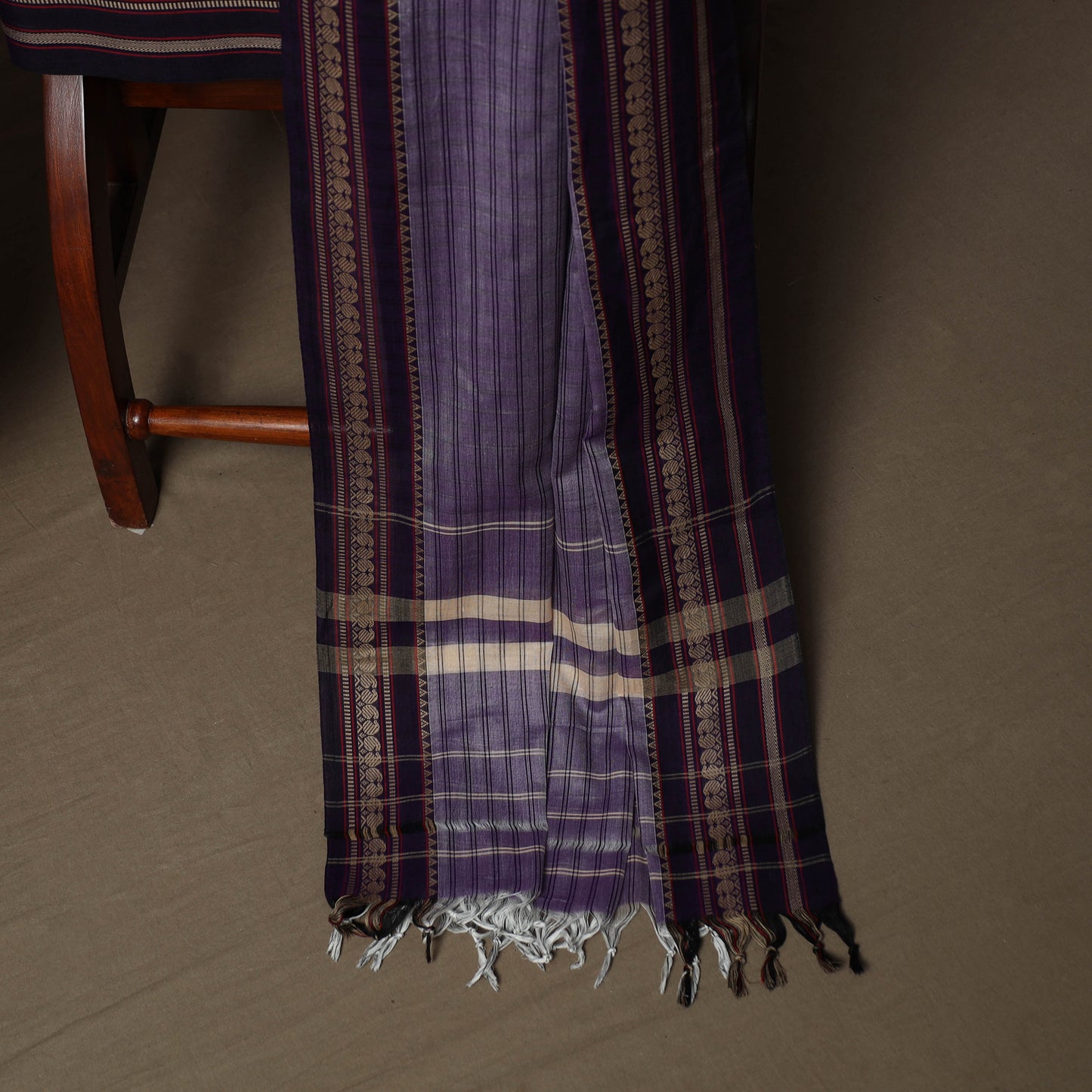Dharwad Cotton 3pc Unstitched Dress Material Suit Set with Woven Border 16
