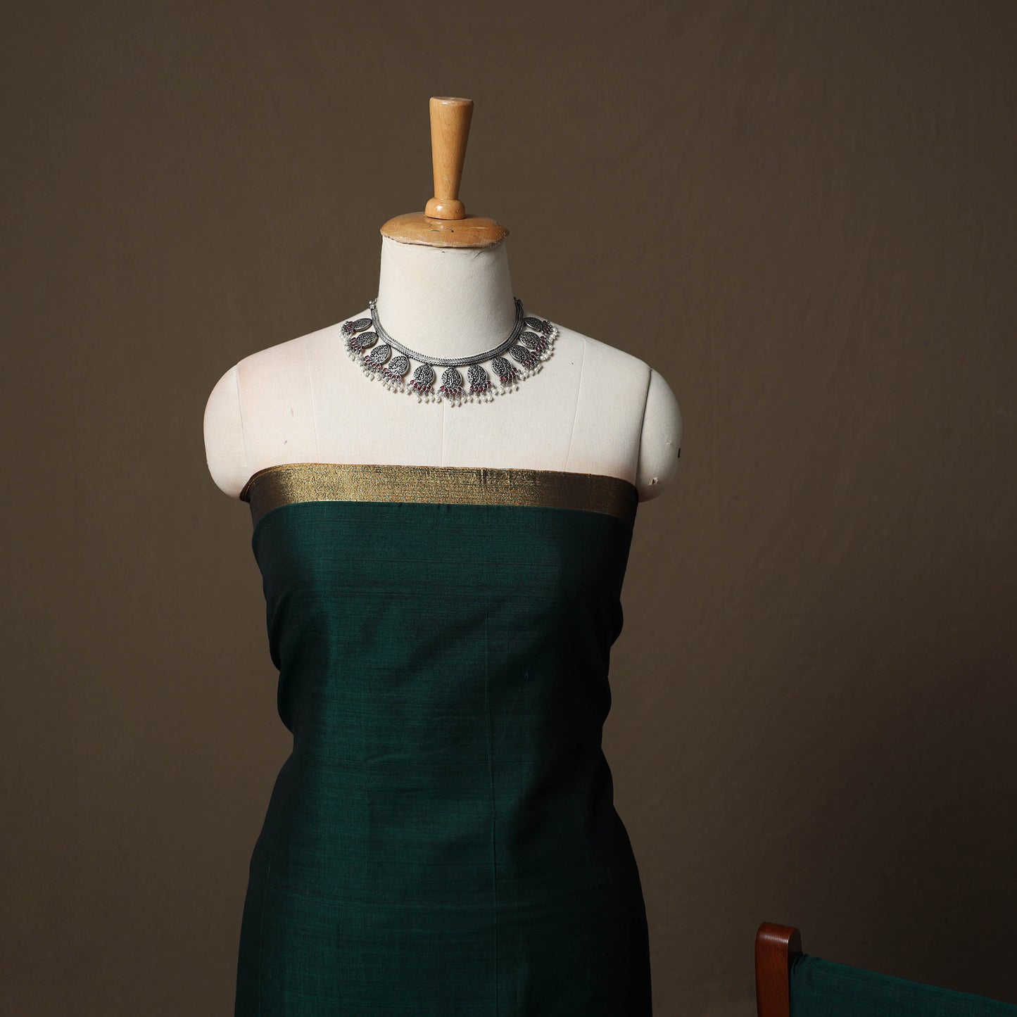Dharwad Cotton 3pc Unstitched Dress Material Suit Set with Woven Border 15