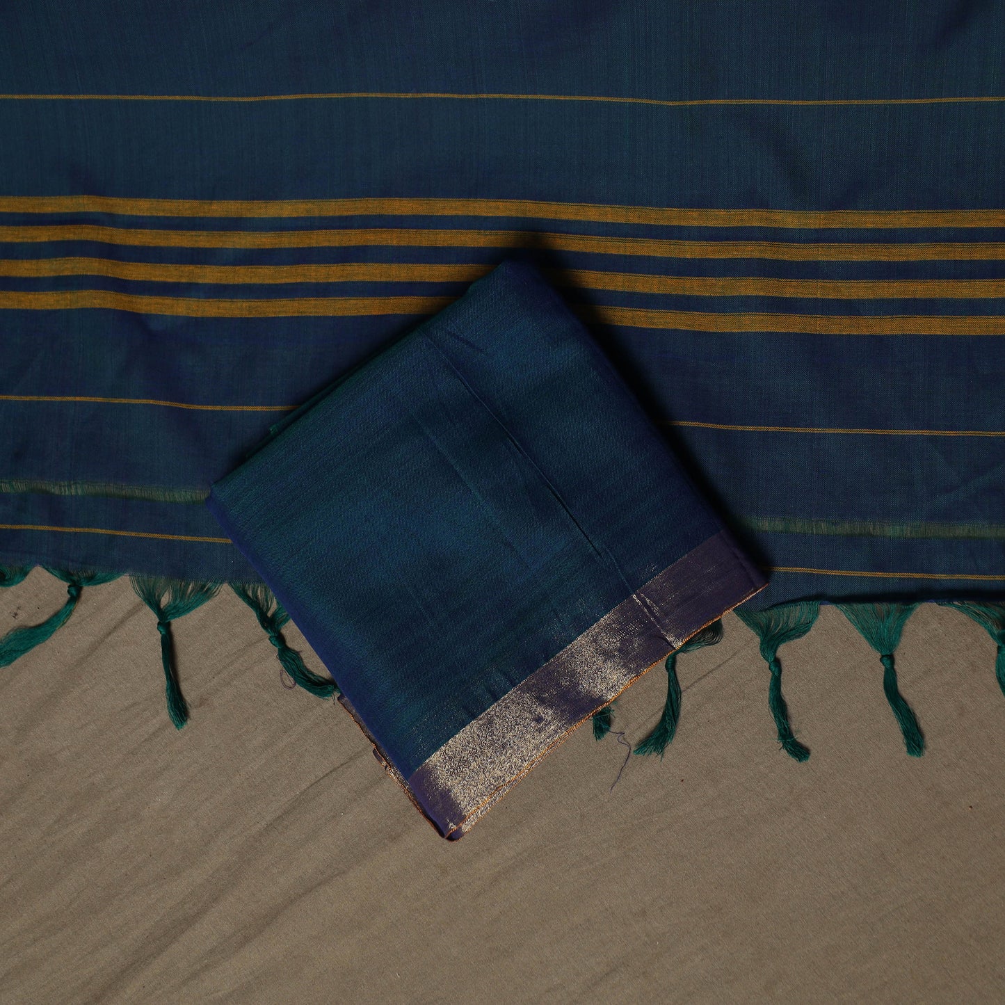 Dharwad Cotton 3pc Unstitched Dress Material Suit Set with Woven Border 12
