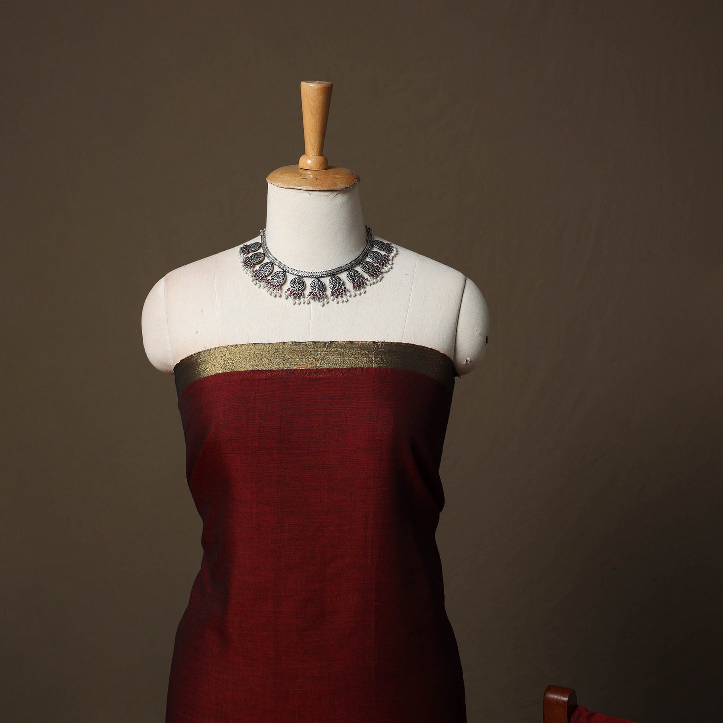 Dharwad Cotton 3pc Unstitched Dress Material Suit Set with Woven Border 11