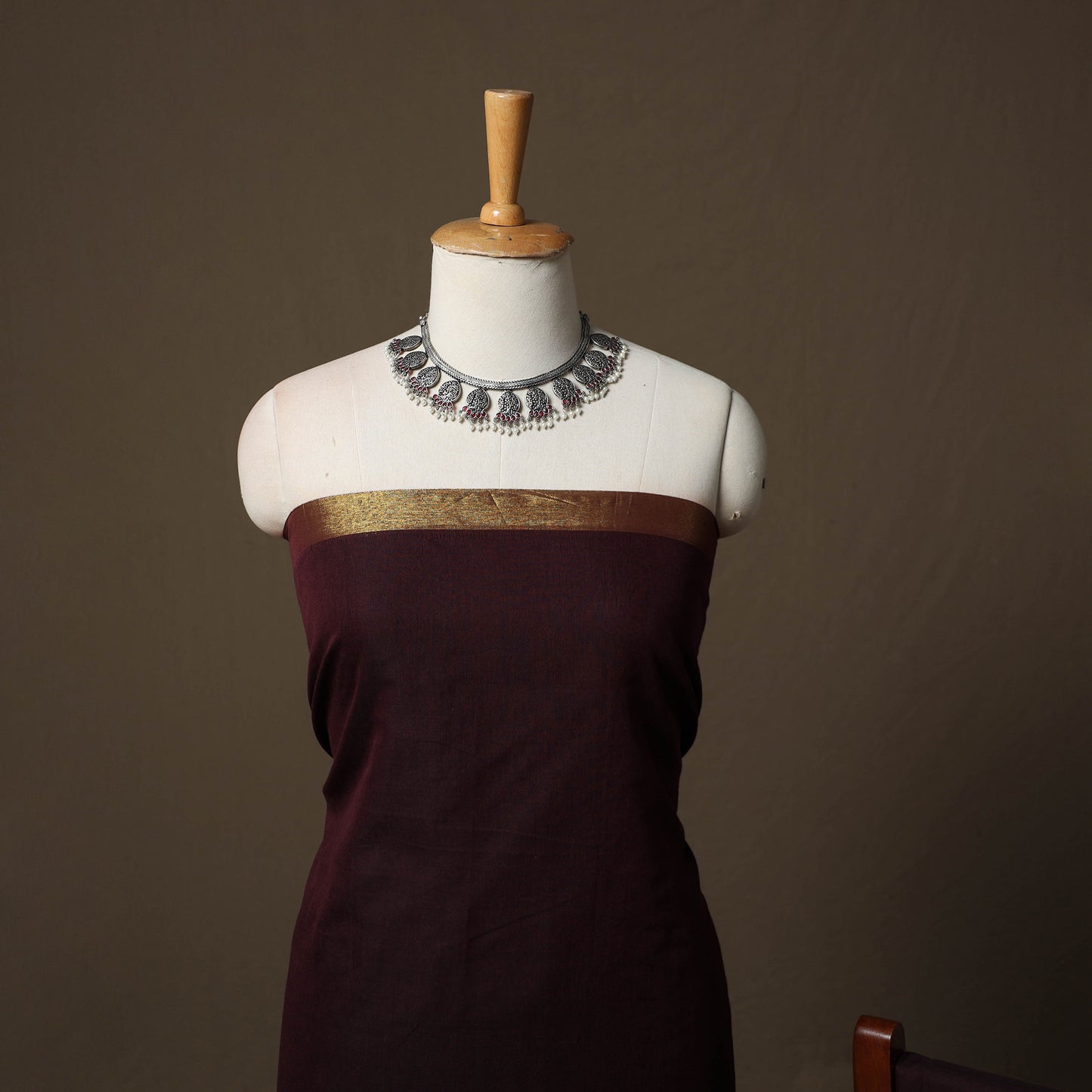 Dharwad Cotton 3pc Unstitched Dress Material Suit Set with Woven Border 10