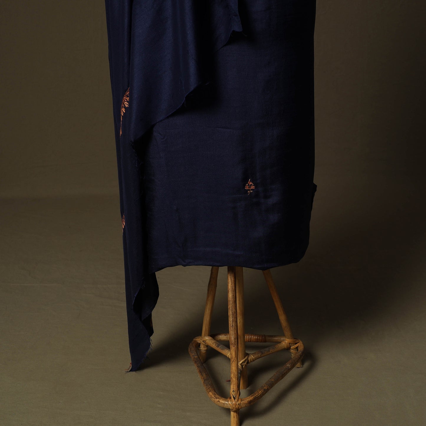 Blue - Sozni Hand Embroidery Pure Silk 3pc Unstitched Dress Material Suit Set 30
