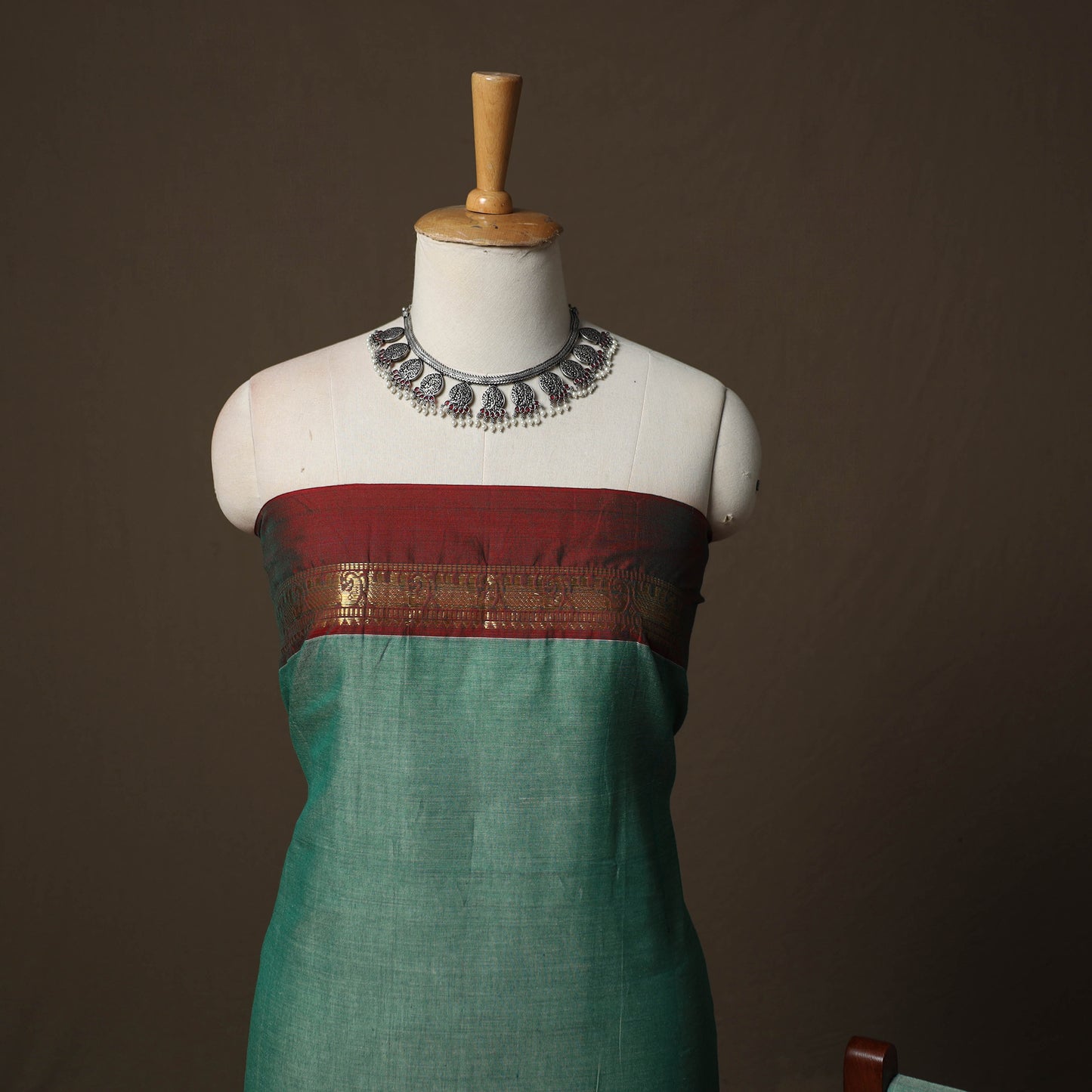 Dharwad Cotton 3pc Unstitched Dress Material Suit Set with Woven Border 03