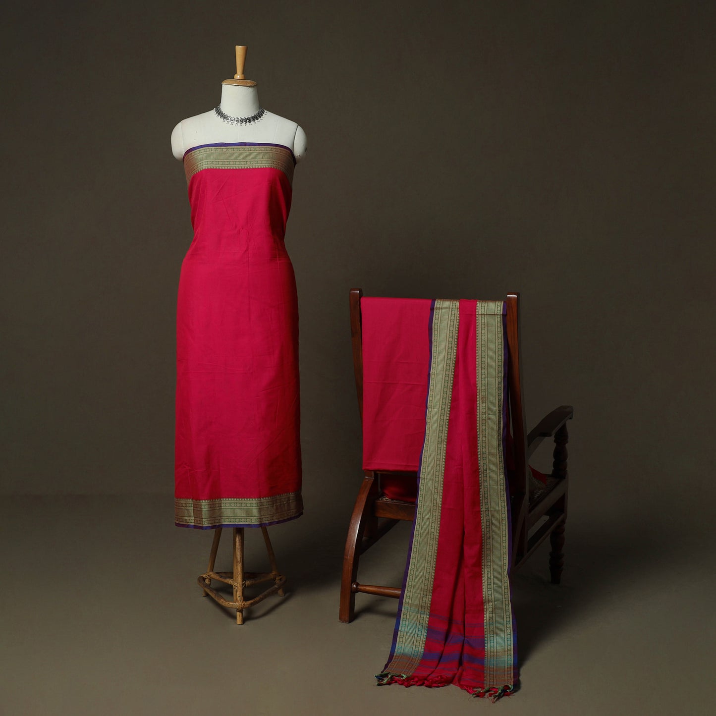 Dharwad Woven Cotton 3pc Unstitched Dress Material Suit Set 20