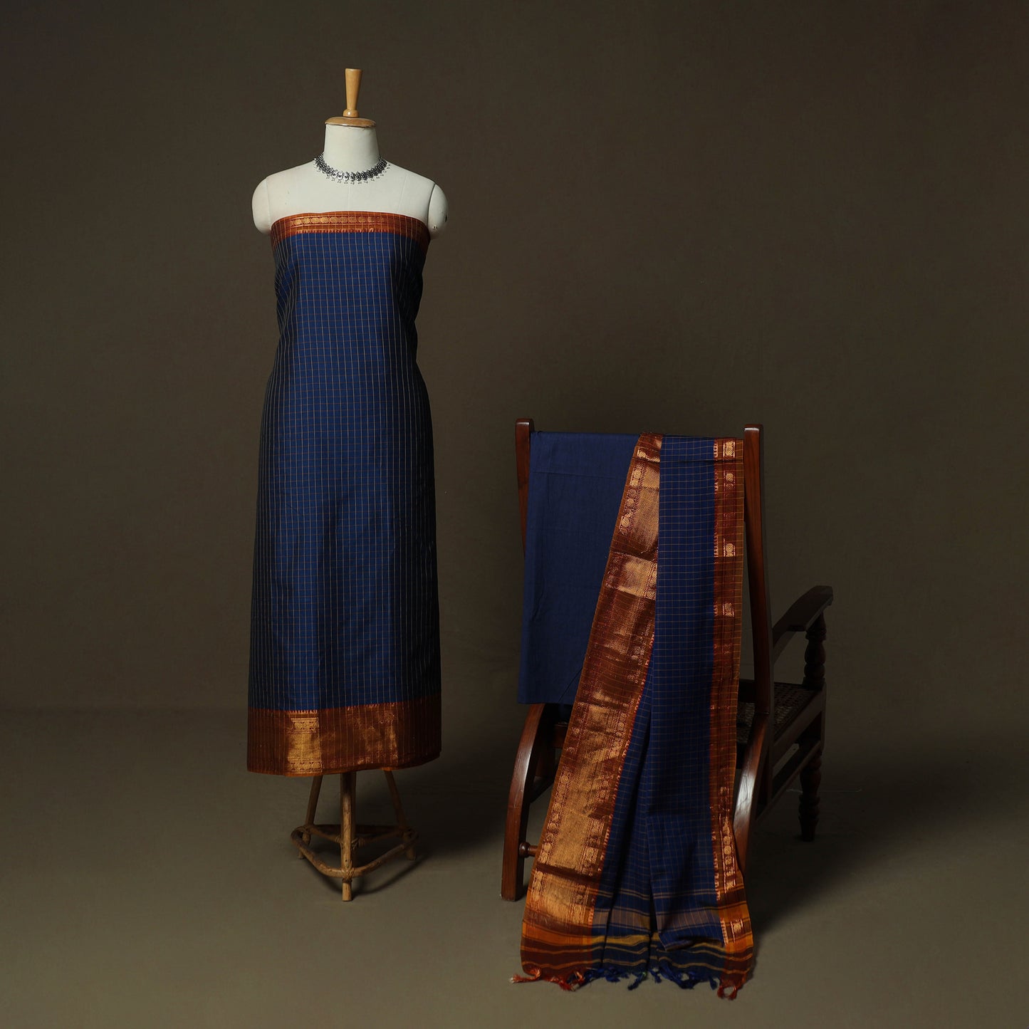 Dharwad Woven Cotton 3pc Unstitched Dress Material Suit Set 01