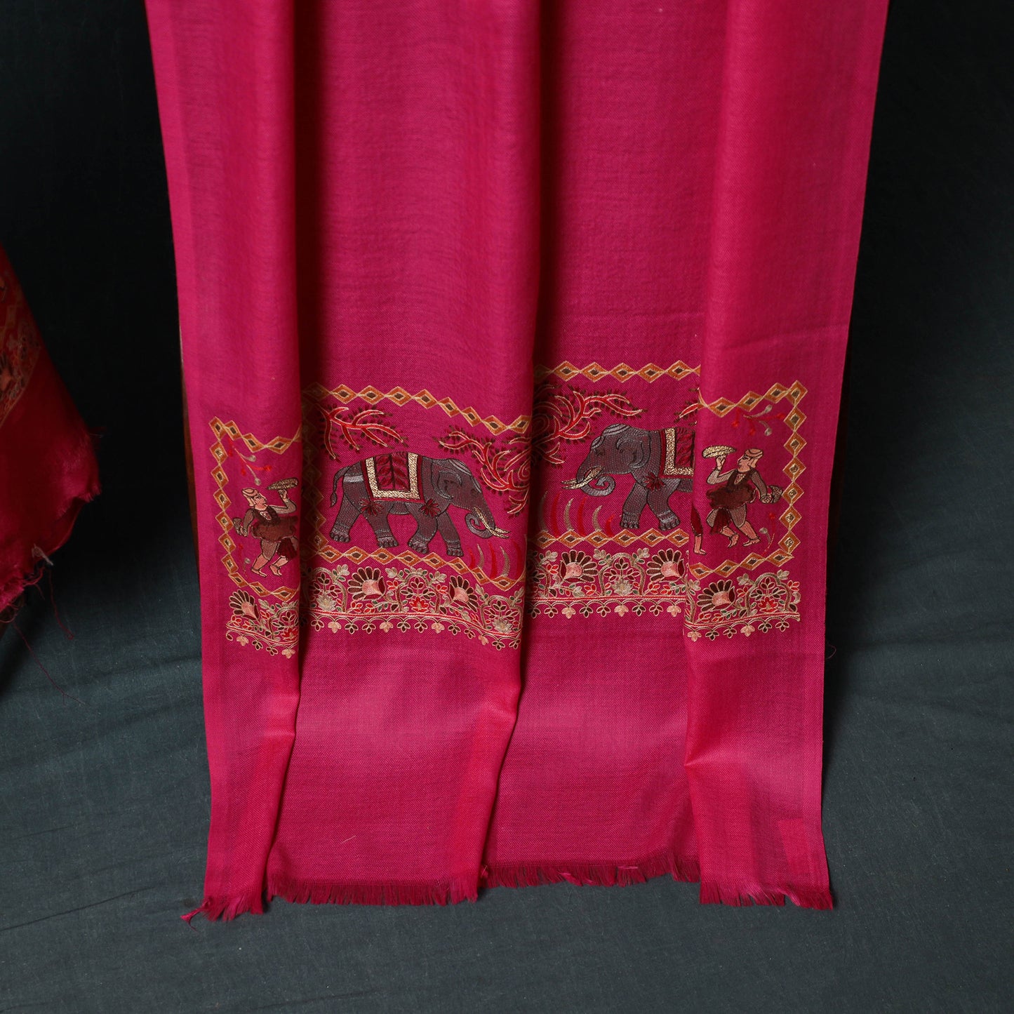 3pc Heavy Chain Stitch Embroidered Wool Unstitched Dress Material Suit Set 06
