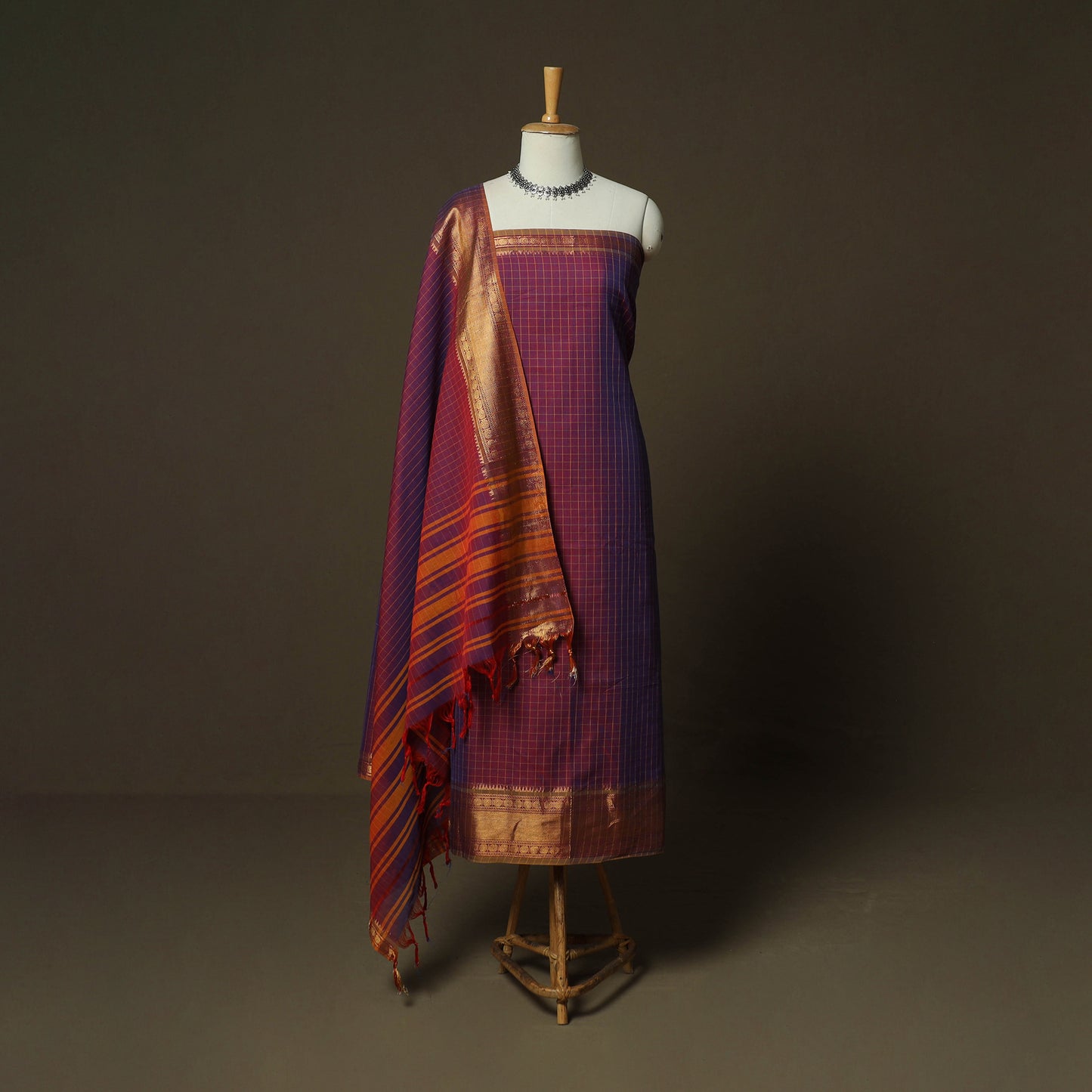 Dharwad Woven Cotton 3pc Unstitched Dress Material Suit Set 02