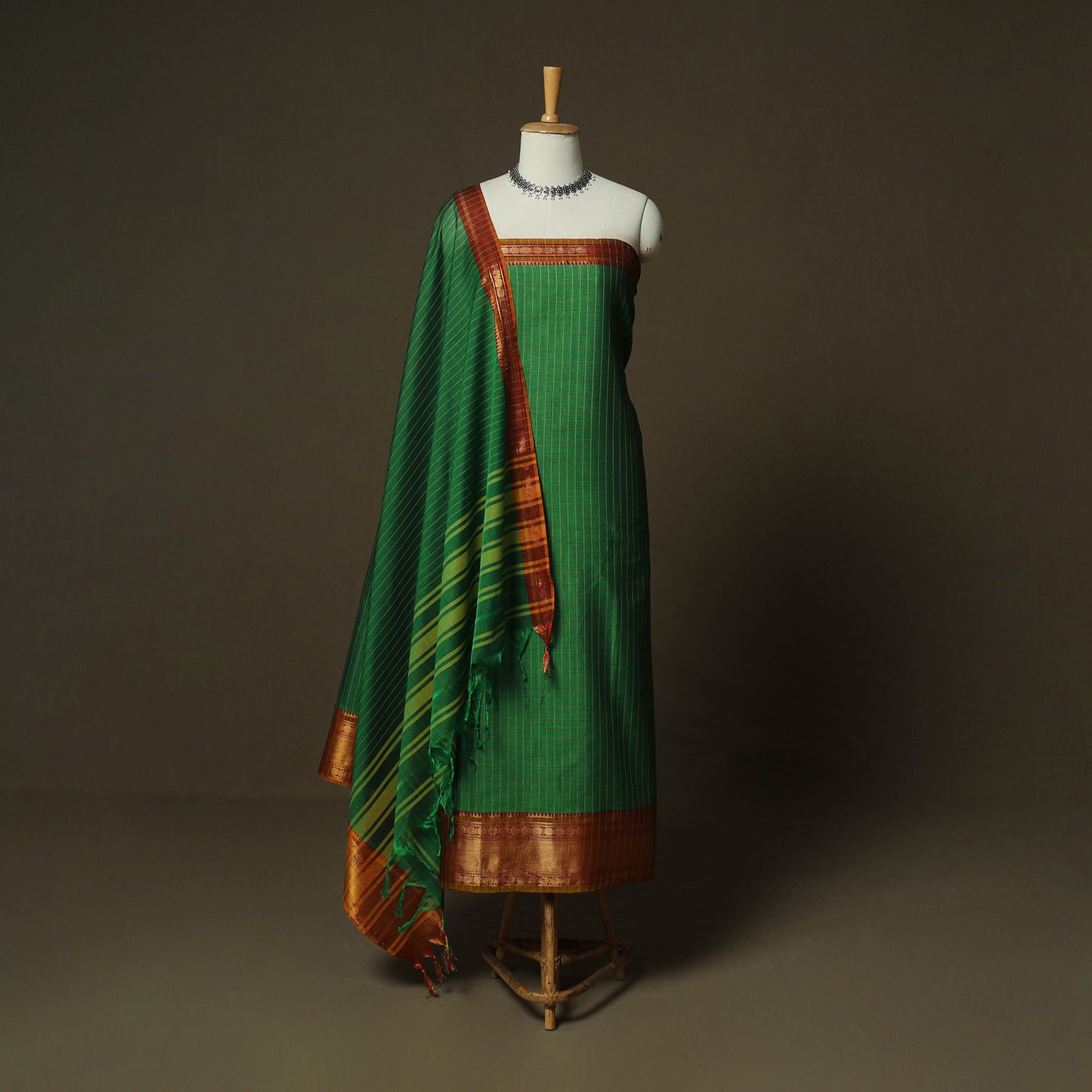 Dharwad Woven Cotton 3pc Unstitched Dress Material Suit Set 05