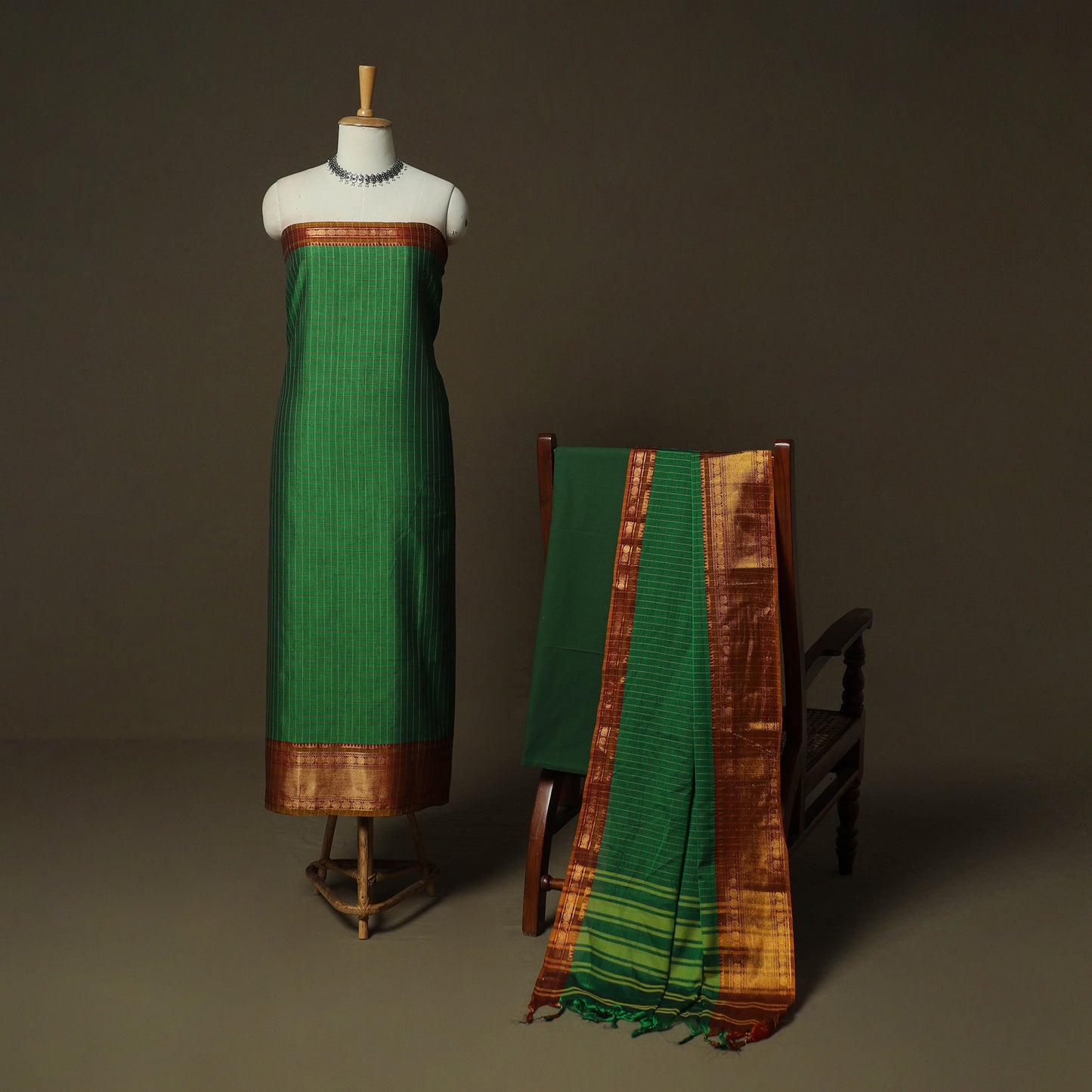 Dharwad Woven Cotton 3pc Unstitched Dress Material Suit Set 05