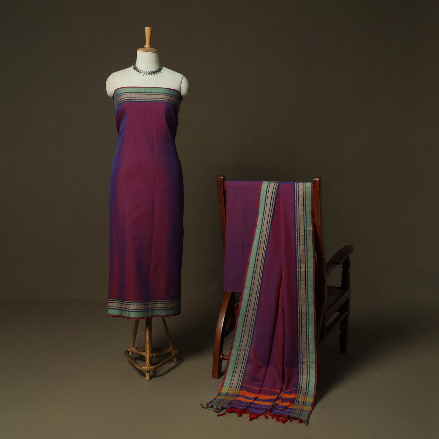 Dharwad Woven Cotton 3pc Unstitched Dress Material Suit Set 06