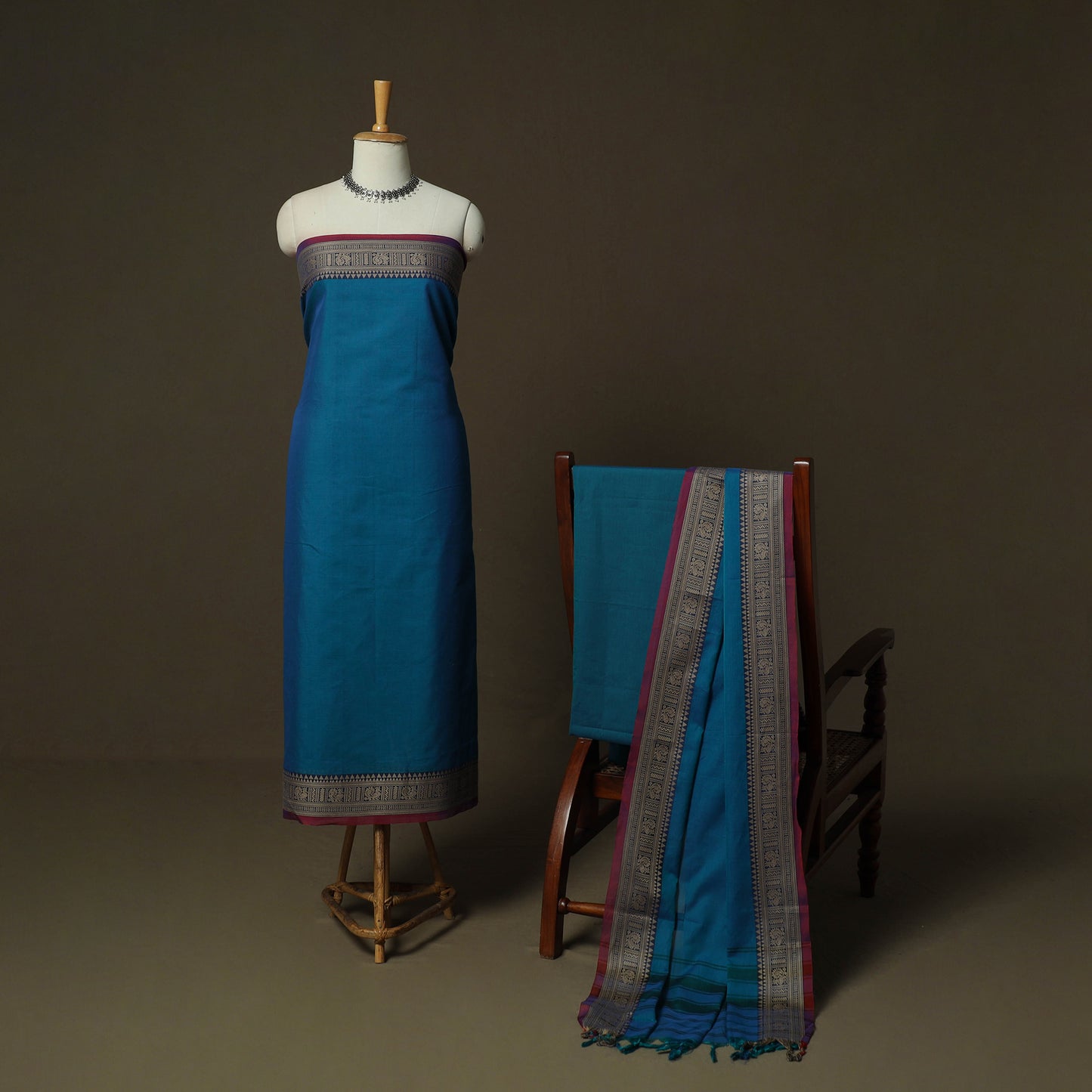 Dharwad Woven Cotton 3pc Unstitched Dress Material Suit Set 09