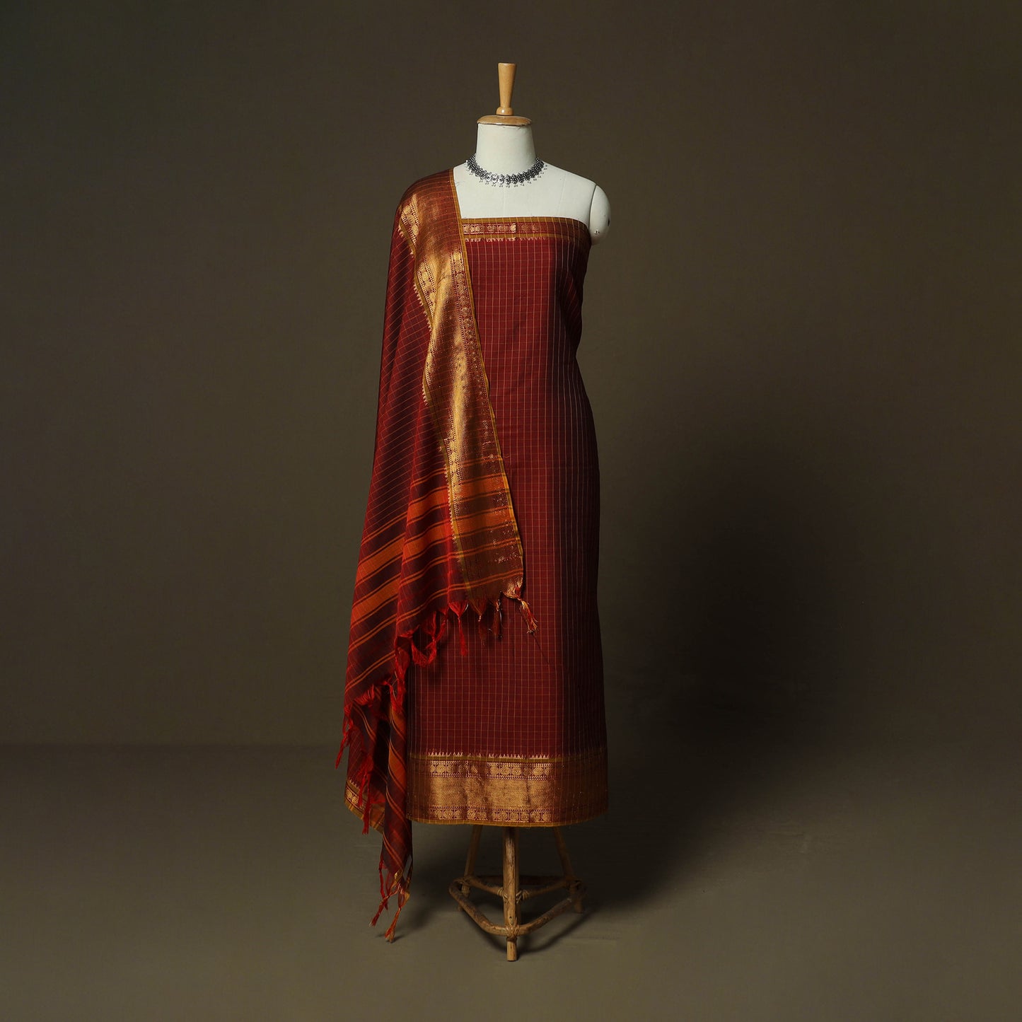 Dharwad Woven Cotton 3pc Unstitched Dress Material Suit Set 10