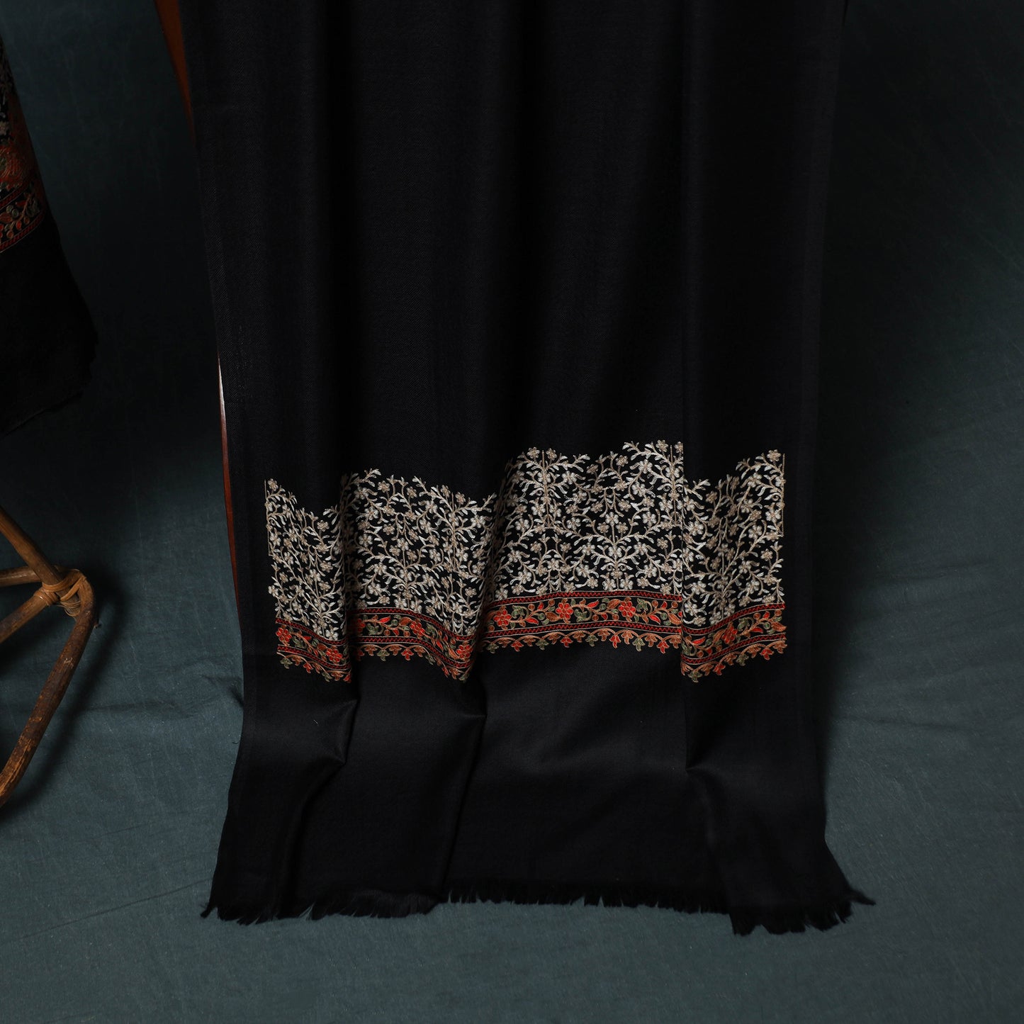 3pc Heavy Chain Stitch Embroidered Wool Unstitched Dress Material Suit Set 19