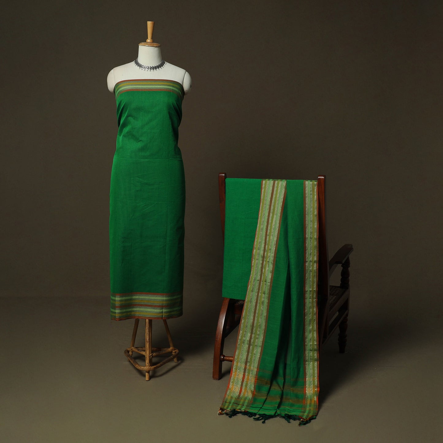 Dharwad Woven Cotton 3pc Unstitched Dress Material Suit Set 13