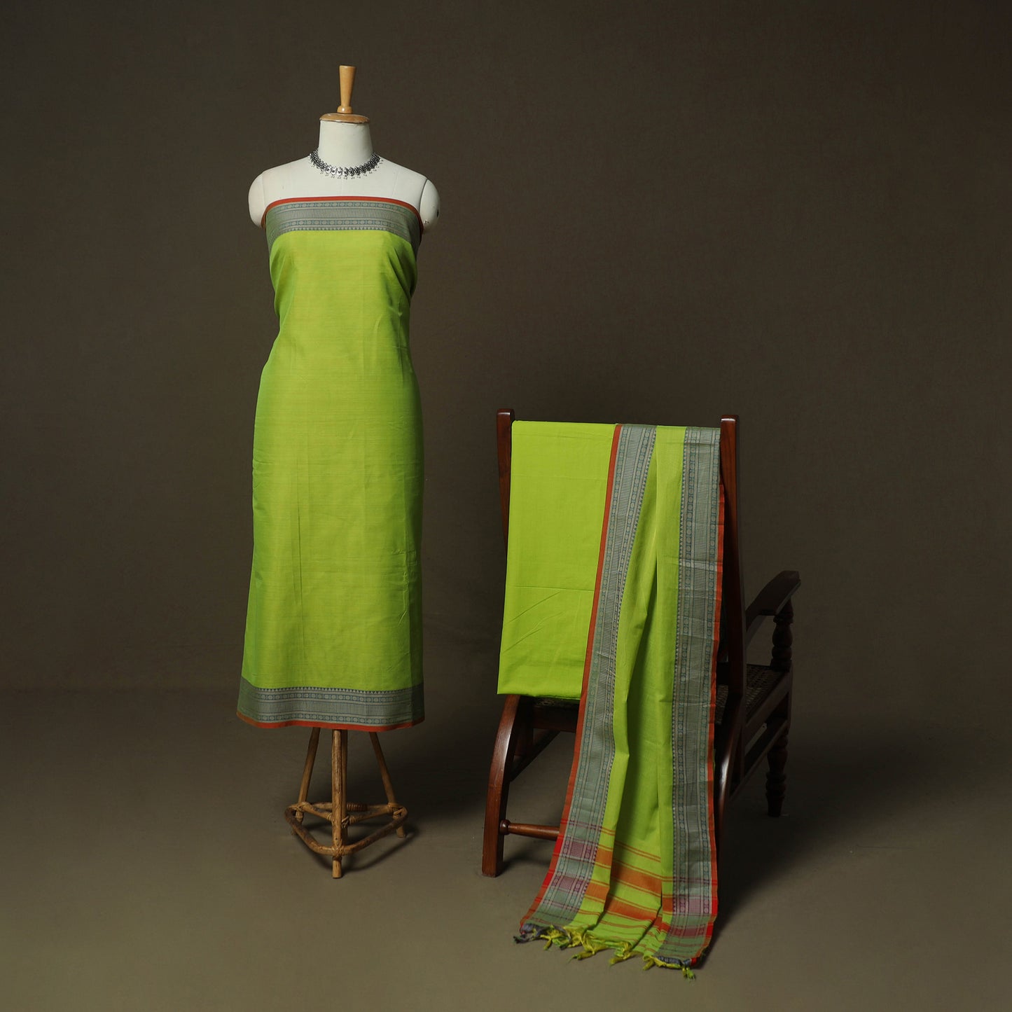 Dharwad Woven Cotton 3pc Unstitched Dress Material Suit Set 14