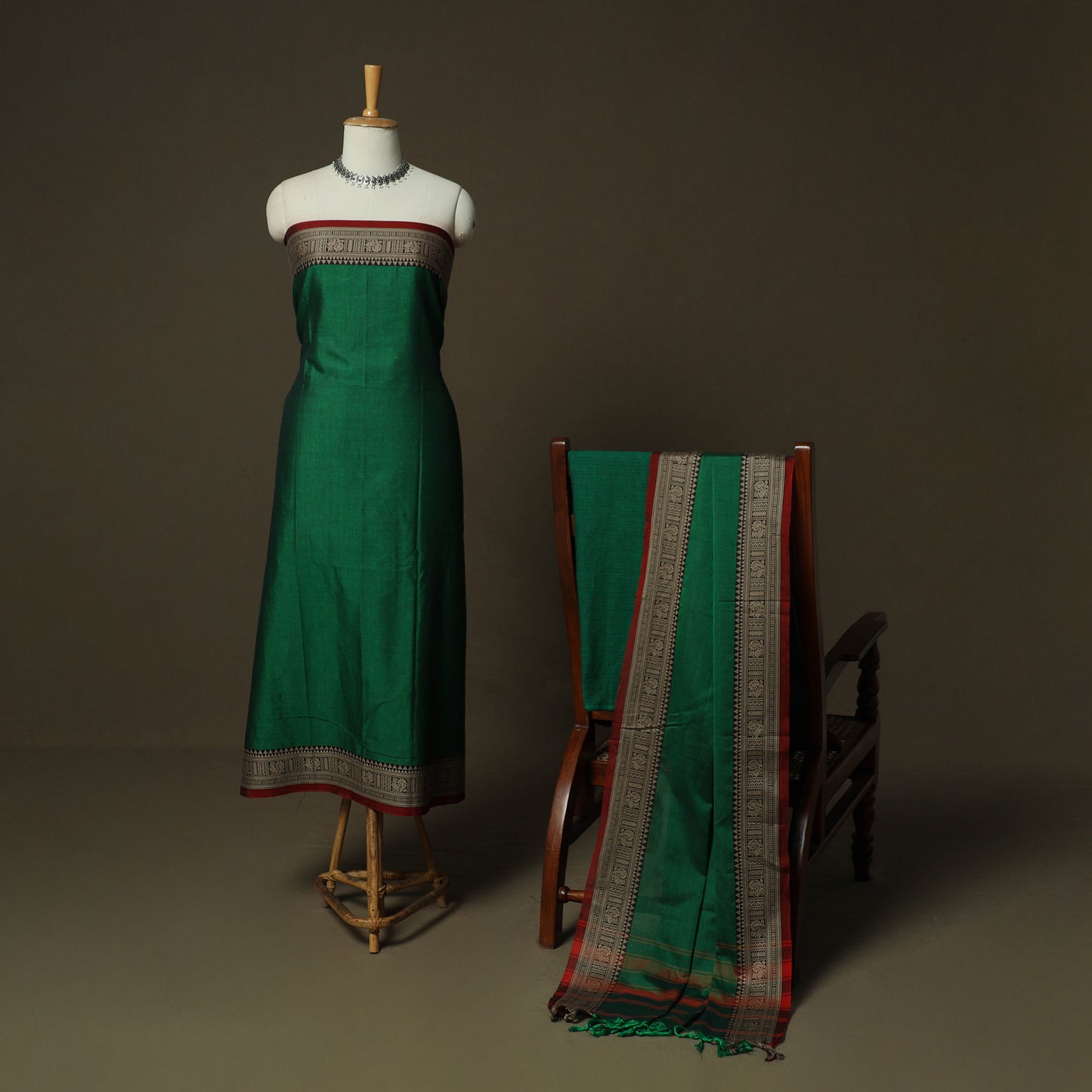 Dharwad Woven Cotton 3pc Unstitched Dress Material Suit Set 15