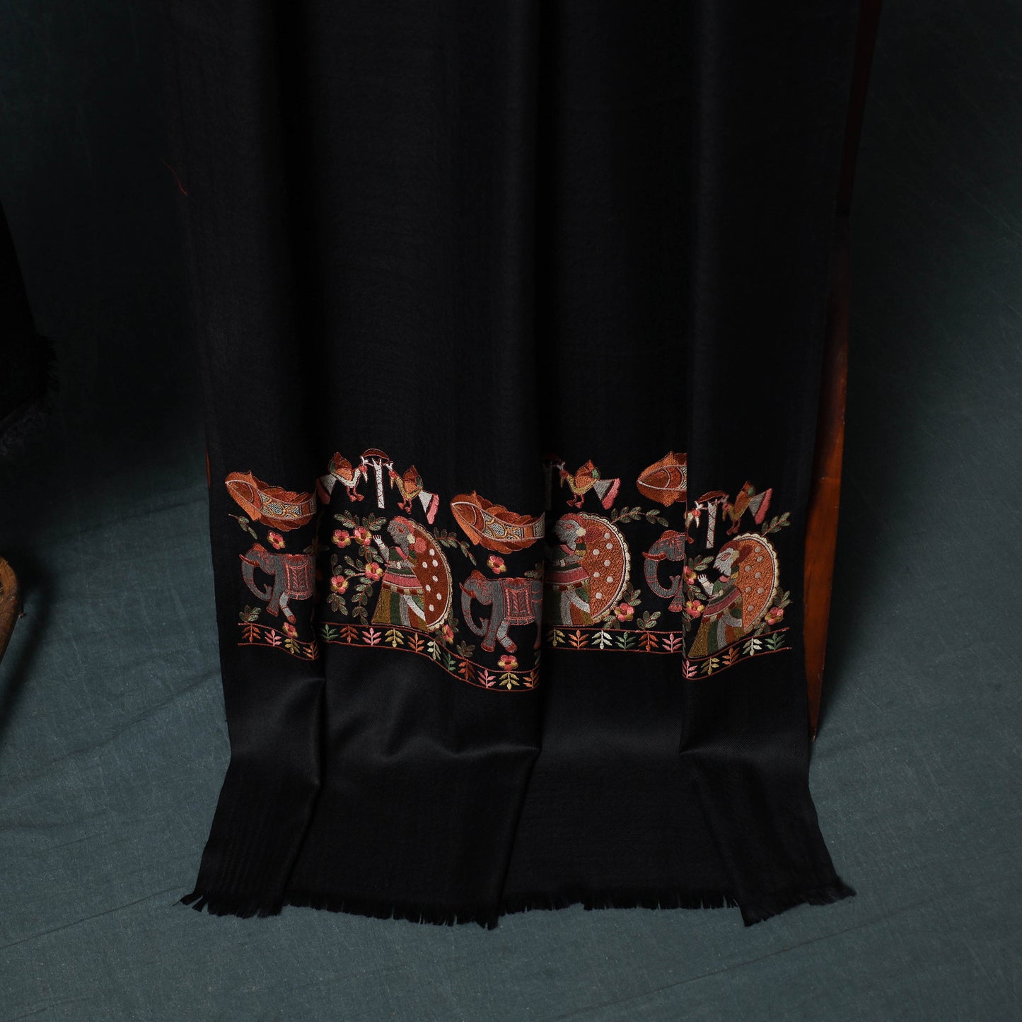 3pc Heavy Embroidered Wool Unstitched Dress Material Suit Set 24