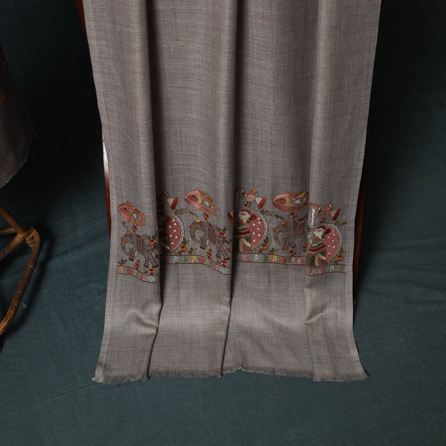 3pc Heavy Embroidered Wool Unstitched Dress Material Suit Set 25