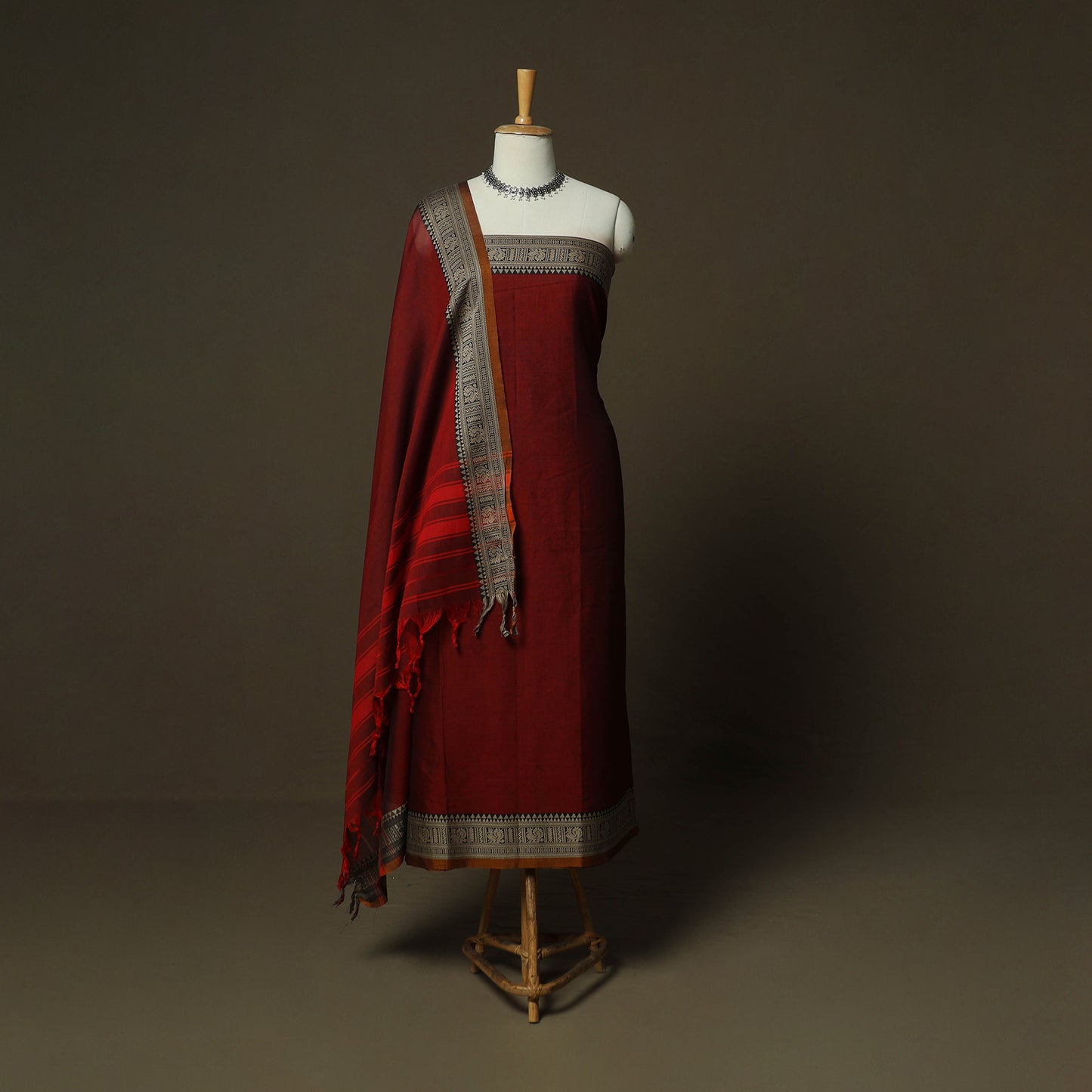 Dharwad Woven Cotton 3pc Unstitched Dress Material Suit Set 18