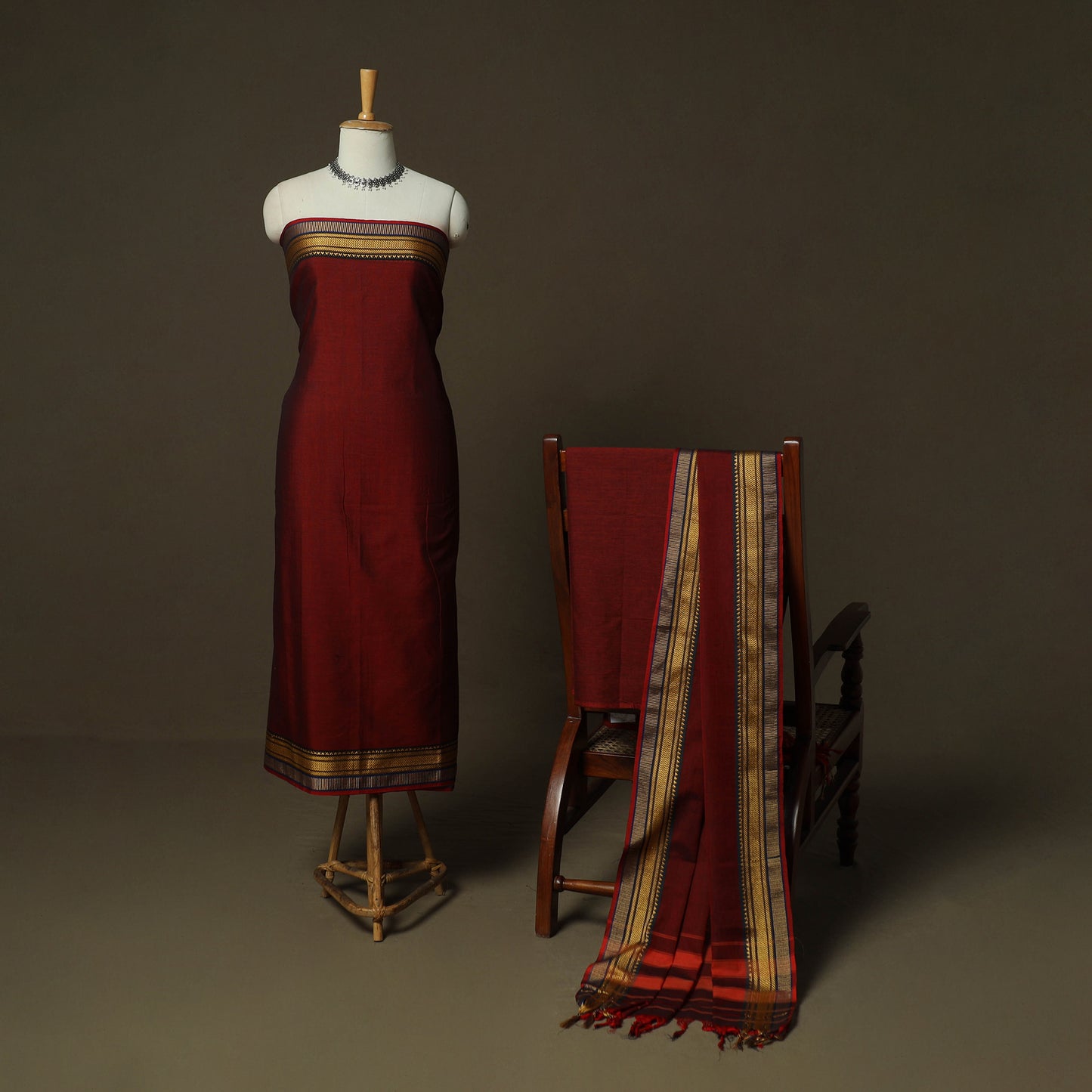Dharwad Woven Cotton 3pc Unstitched Dress Material Suit Set 19