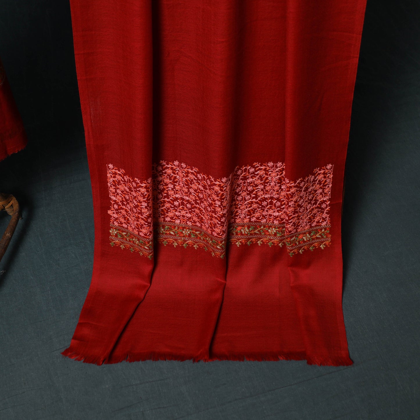 3pc Heavy Chain Stitch Embroidered Wool Unstitched Dress Material Suit Set 20