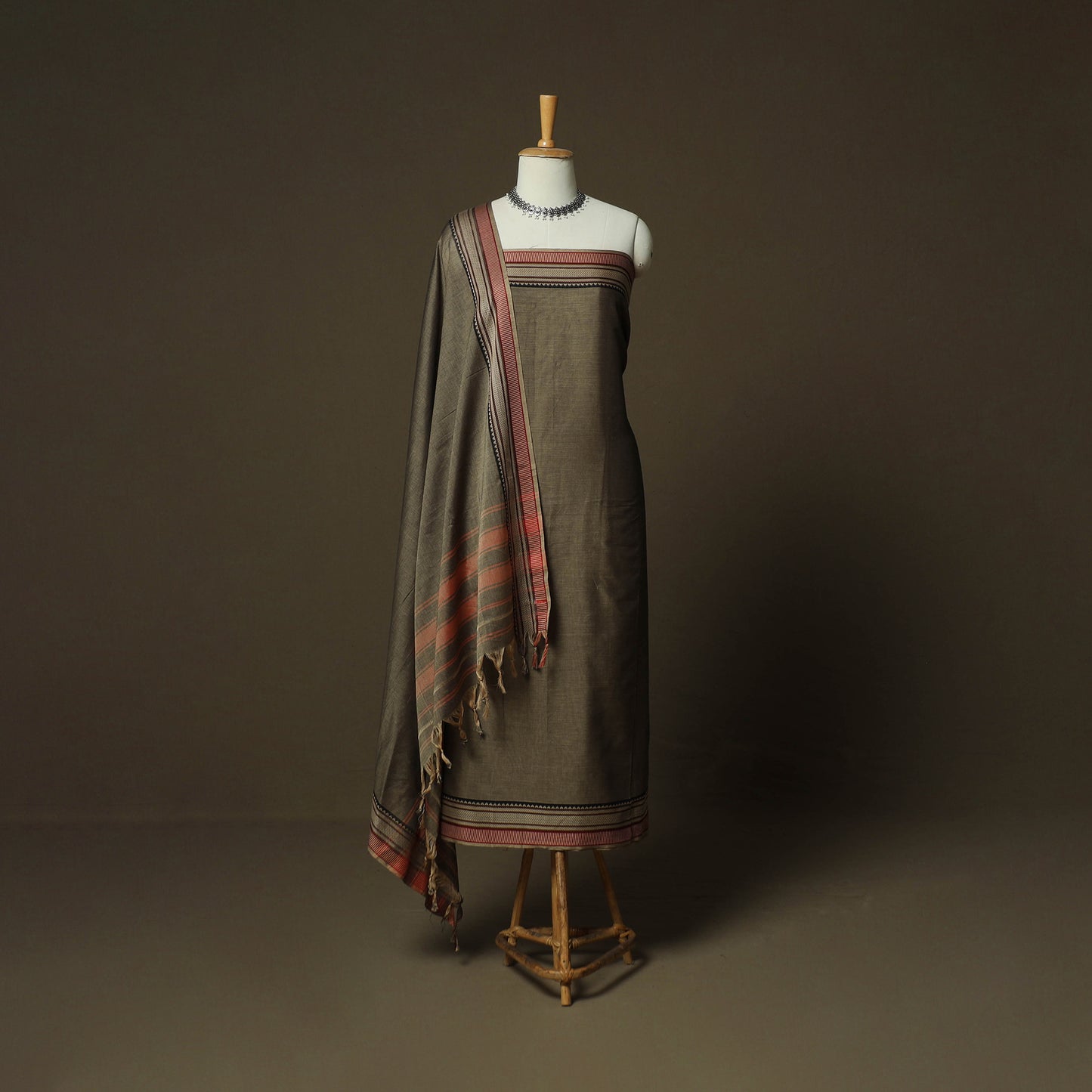 Dharwad Woven Cotton 3pc Unstitched Dress Material Suit Set 22