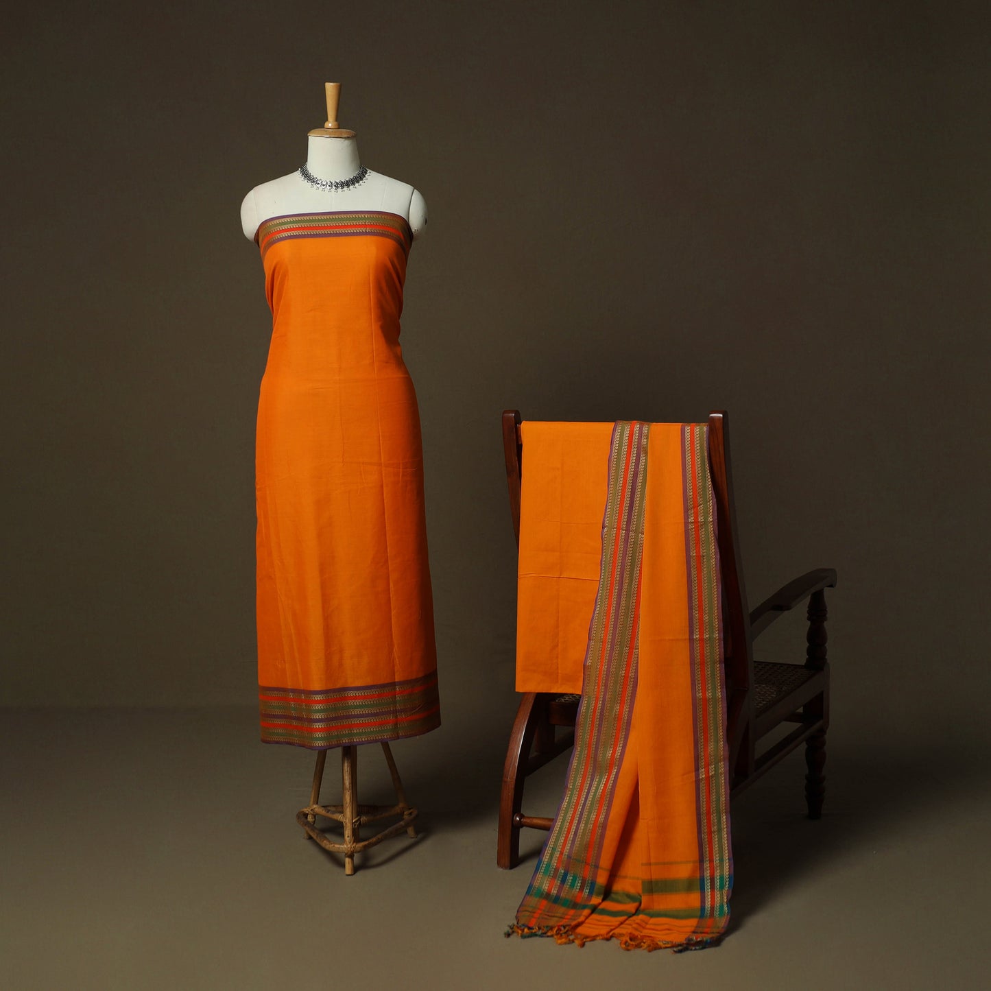Dharwad Woven Cotton 3pc Unstitched Dress Material Suit Set 23