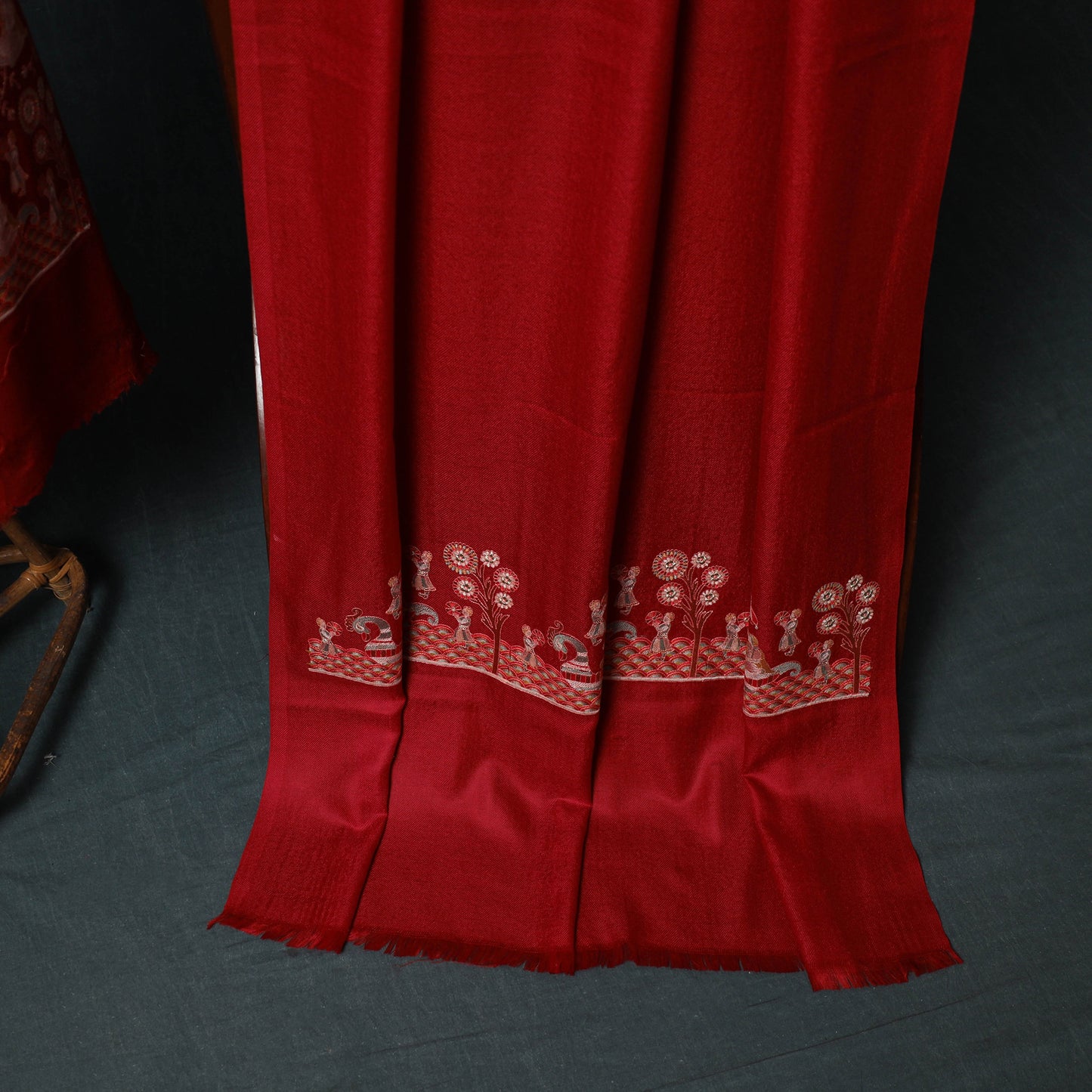 3pc Heavy Embroidered Wool Unstitched Dress Material Suit Set 28