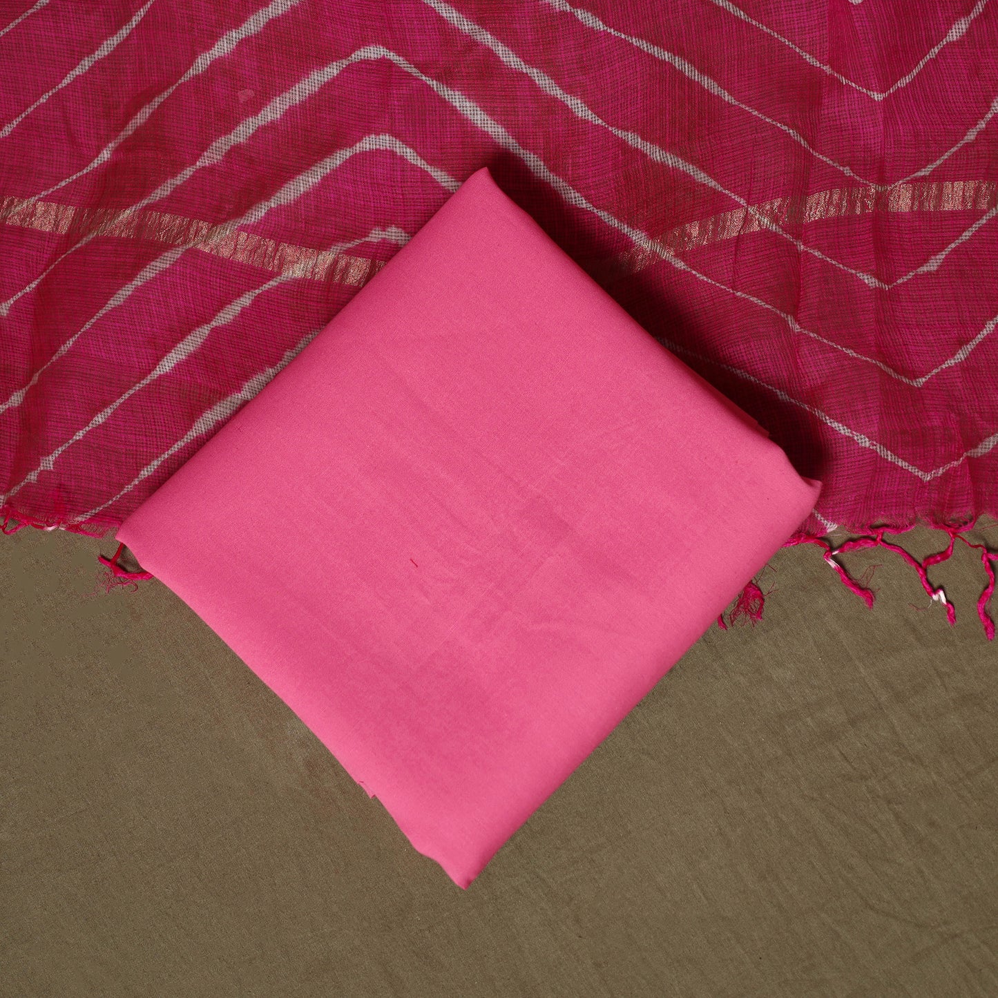 Plain Kota Doria Silk 3pc Unstitched Dress Material Suit Set 01