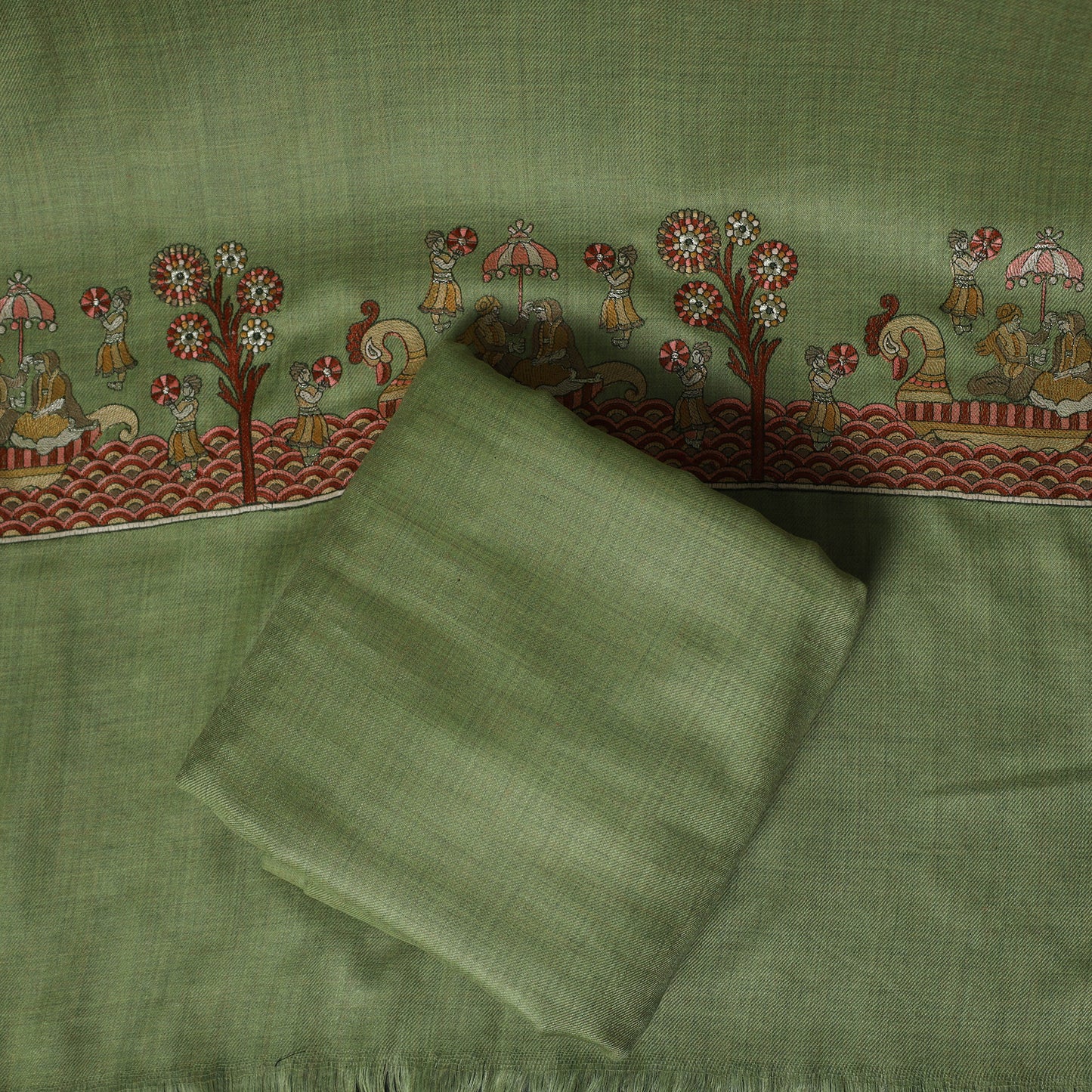3pc Heavy Embroidered Wool Unstitched Dress Material Suit Set 32