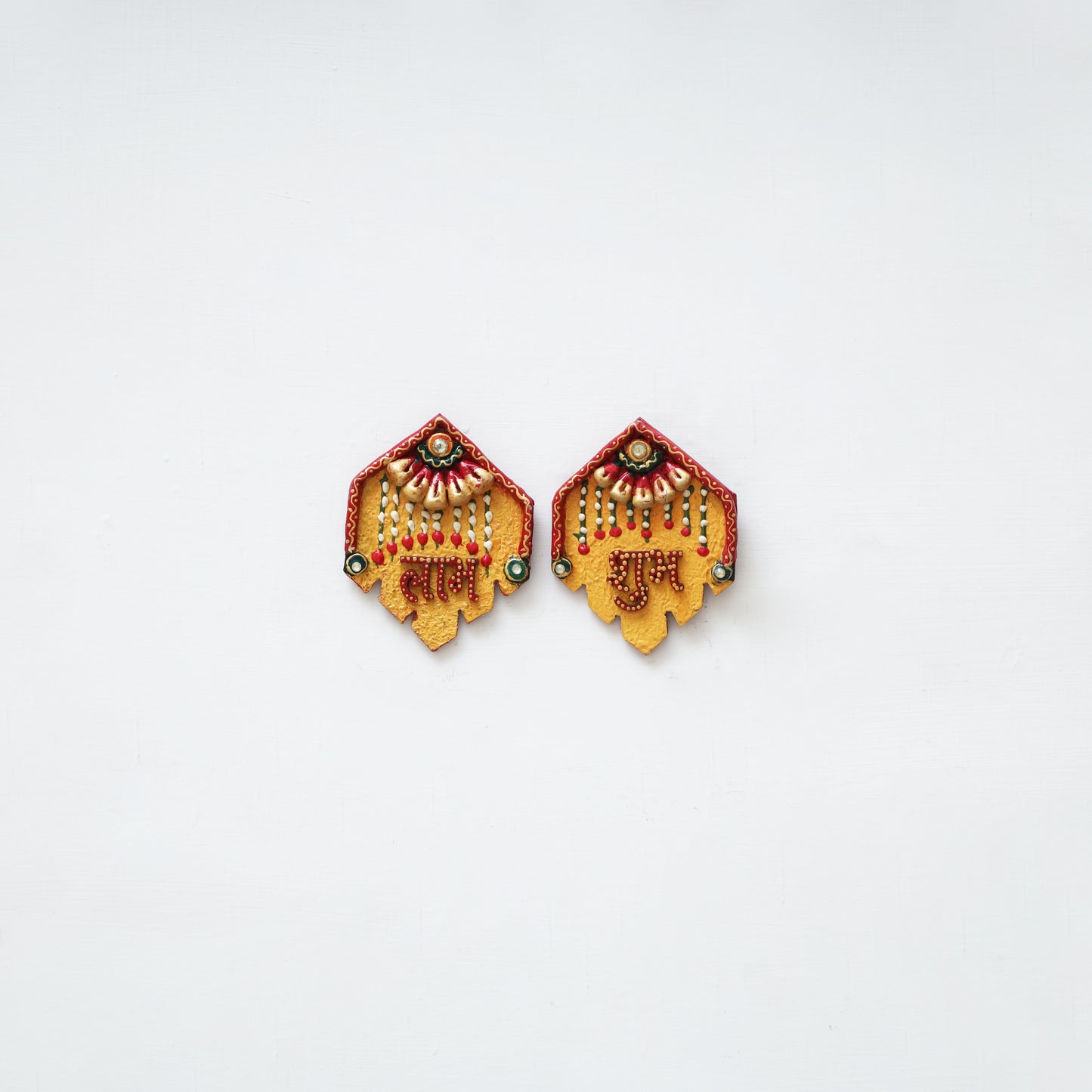 Festive handpainted wooden subh labh 29 - handcrafted