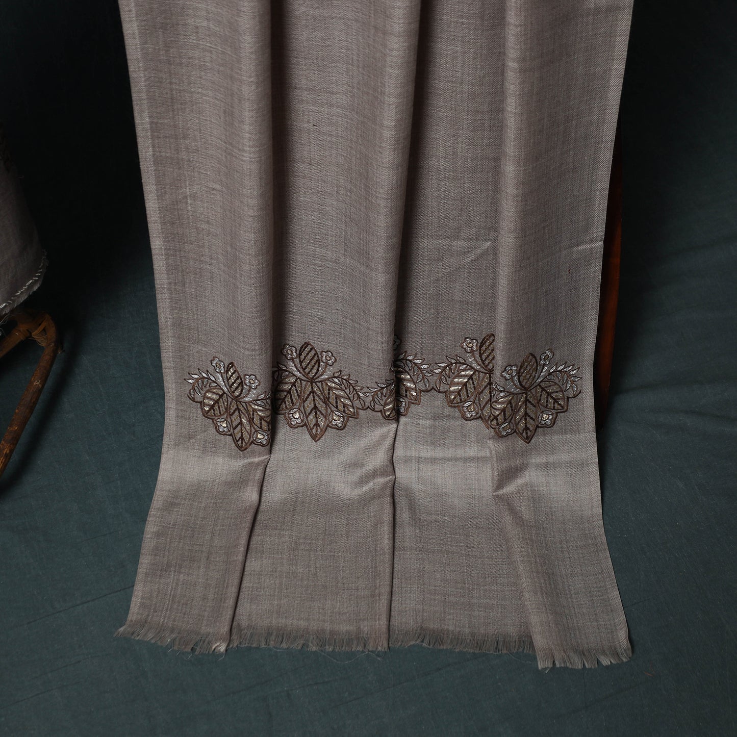 3pc Heavy Chain Stitch Embroidered Wool Unstitched Dress Material Suit Set 34