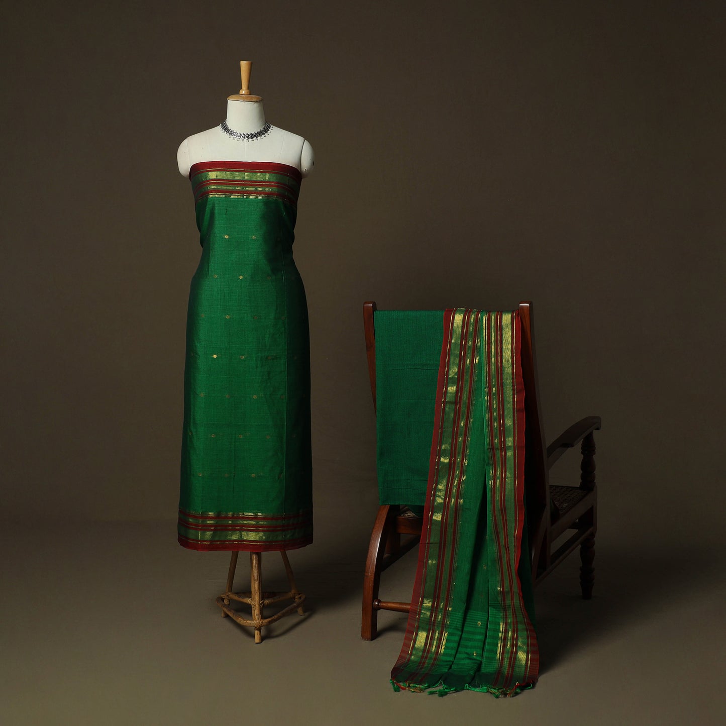 Dharwad Woven Cotton 3pc Unstitched Dress Material Suit Set 31