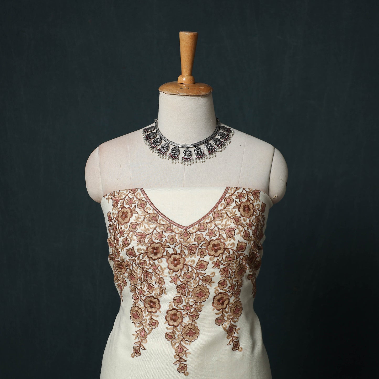 3pc Heavy Chain Stitch Embroidered Wool Unstitched Dress Material Suit Set 36