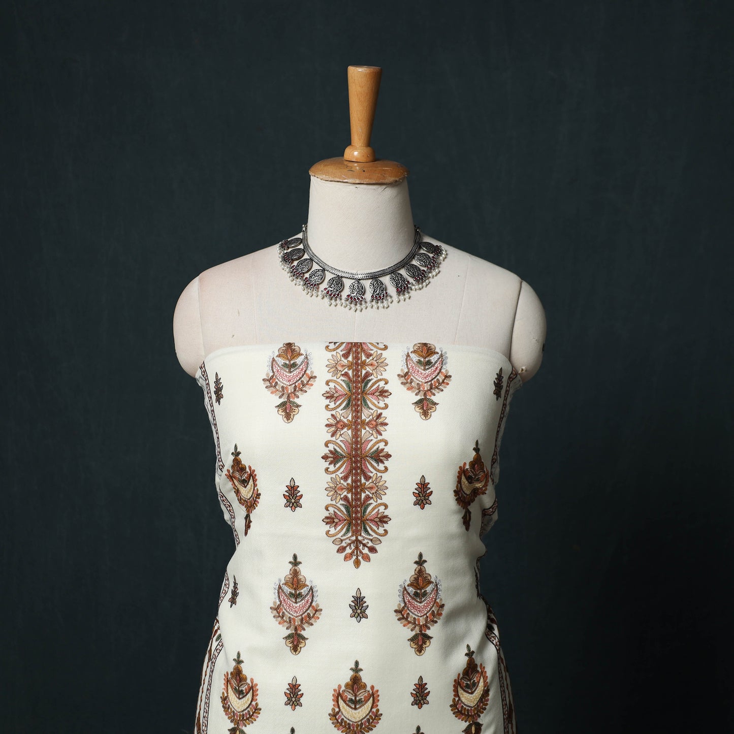 3pc Heavy Chain Stitch Embroidered Wool Unstitched Dress Material Suit Set 37