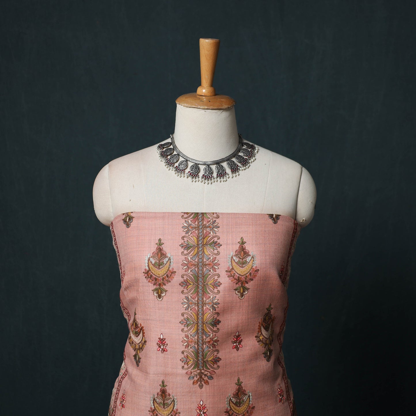 3pc Heavy Chain Stitch Embroidered Wool Unstitched Dress Material Suit Set 40