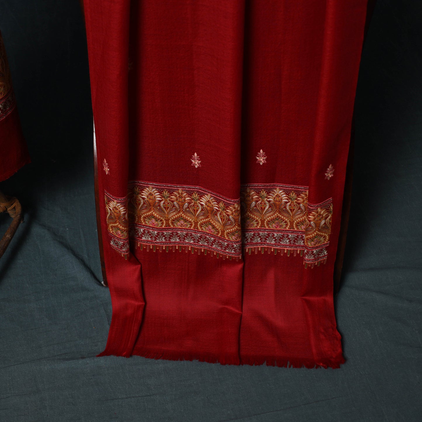 3pc Heavy Chain Stitch Embroidered Wool Unstitched Dress Material Suit Set 41